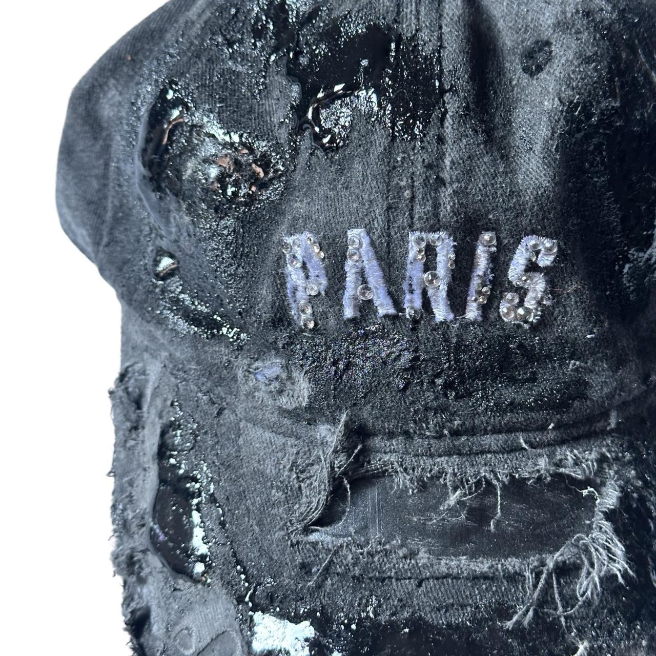 Paris Distressed Resin & Rhinestone Black Hat