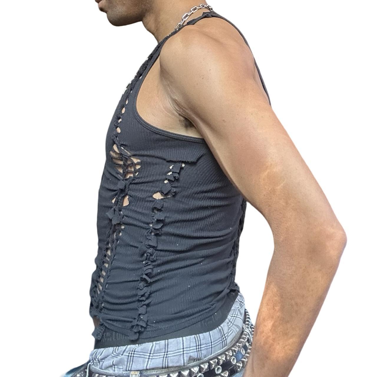 ASTROBOI* 'Jet' Black Braided Twist Tank Top – left