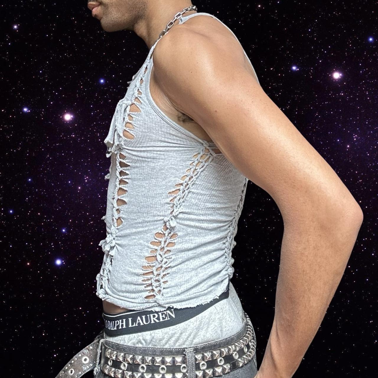 ASTROBOI* 'Concrete' Gray Twist Braided Tank Top - left