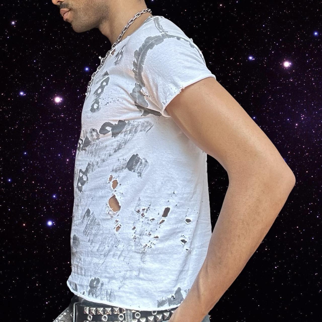 ASTROBOI* x Hanes White & Black Abstract Painted T-shirt – left