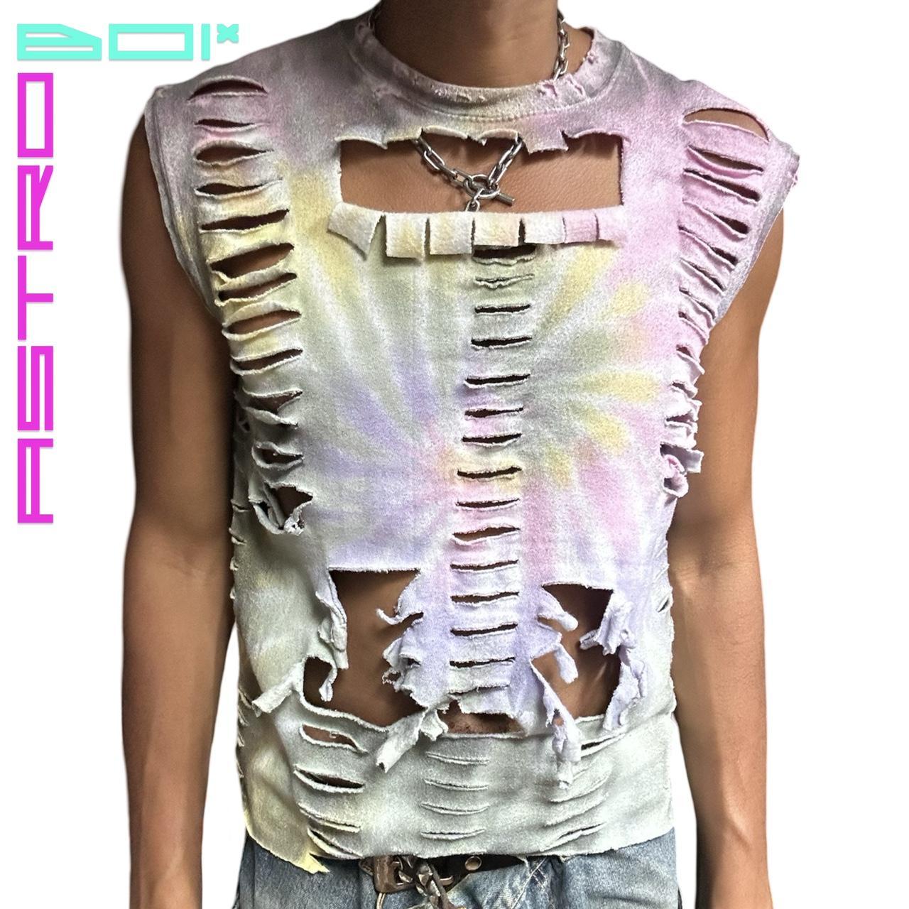ASTROBOI* GRUNGE PINK CANDY COATED SLEEVELESS SWEATSHIRT _ MEDIUM