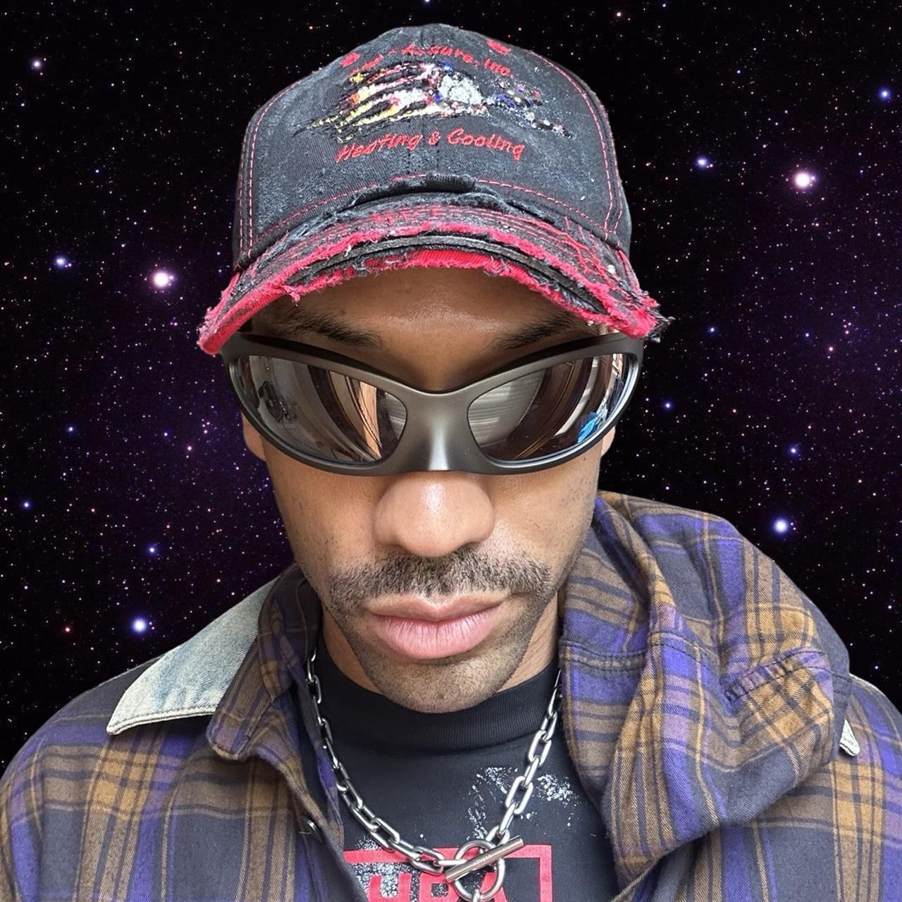 ASTROBOI* 'Heating + Cooling' Black Pierced Rhinestone Hat