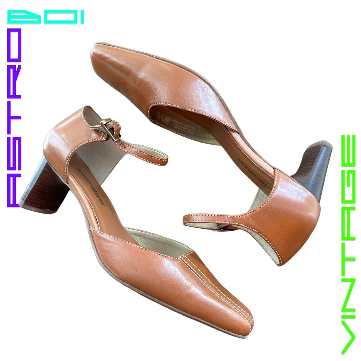 VINTAGE 90s NEUTRALIZER BROWN LEATHER HEELS_ 6.5W