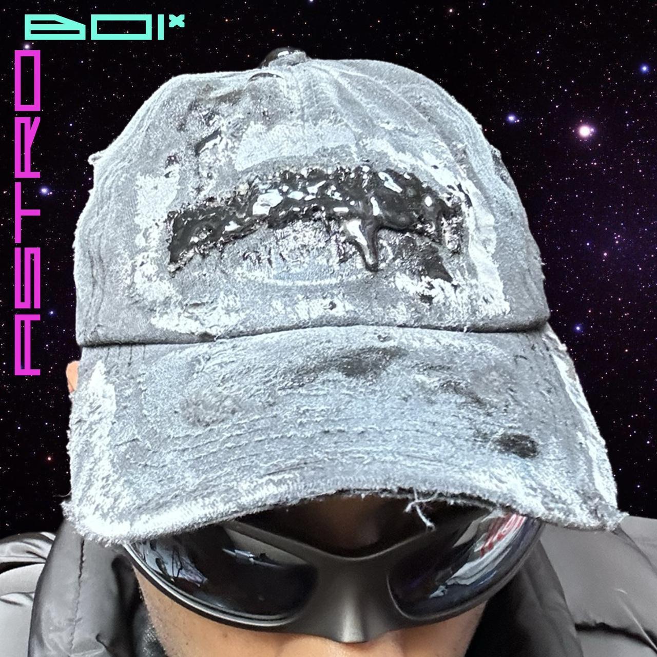 ASTROBOI* Brooklyn Distressed Black Slime Resin Baseball Hat