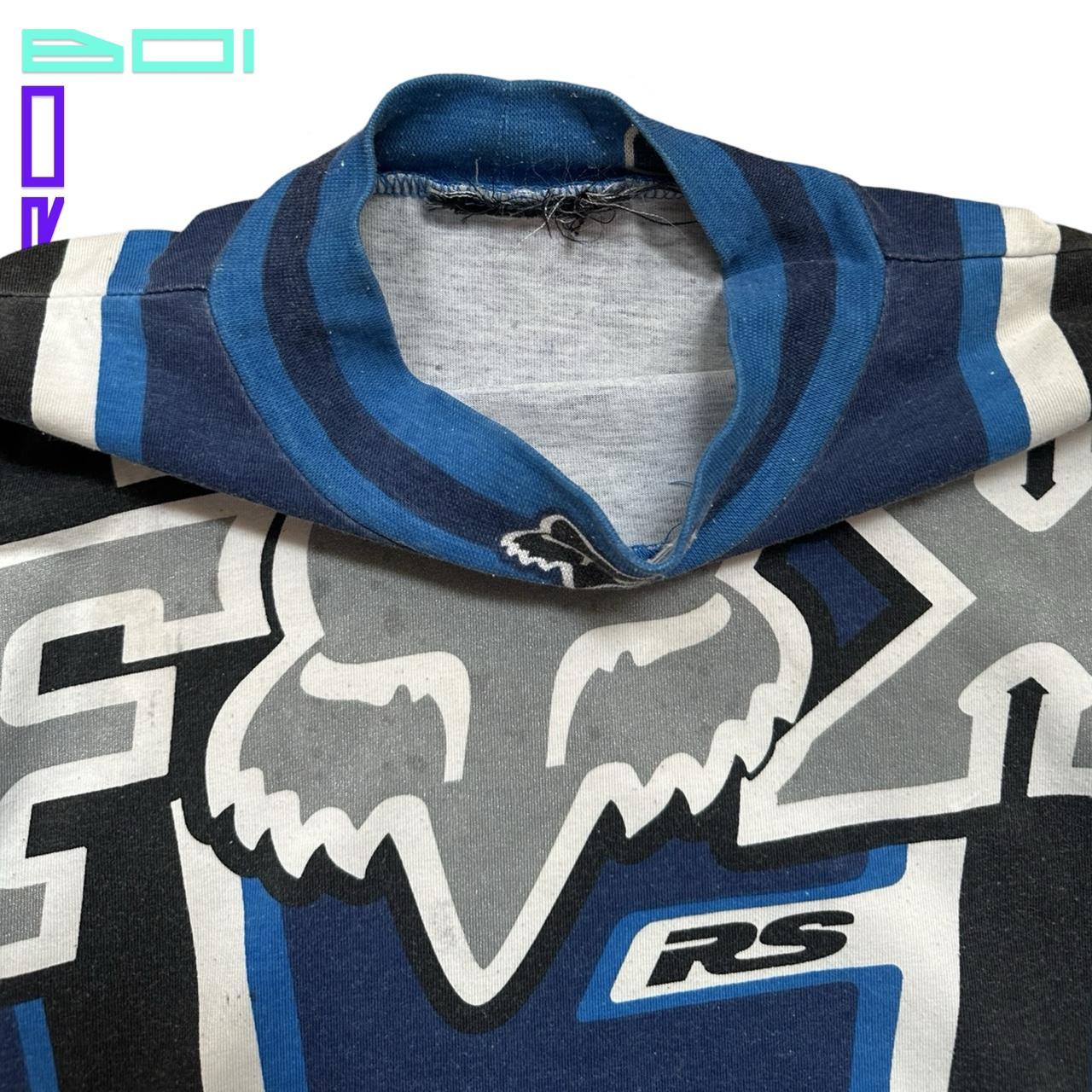 Vintage 90s Fox Racing Graphic Blue T-Shirt - Large