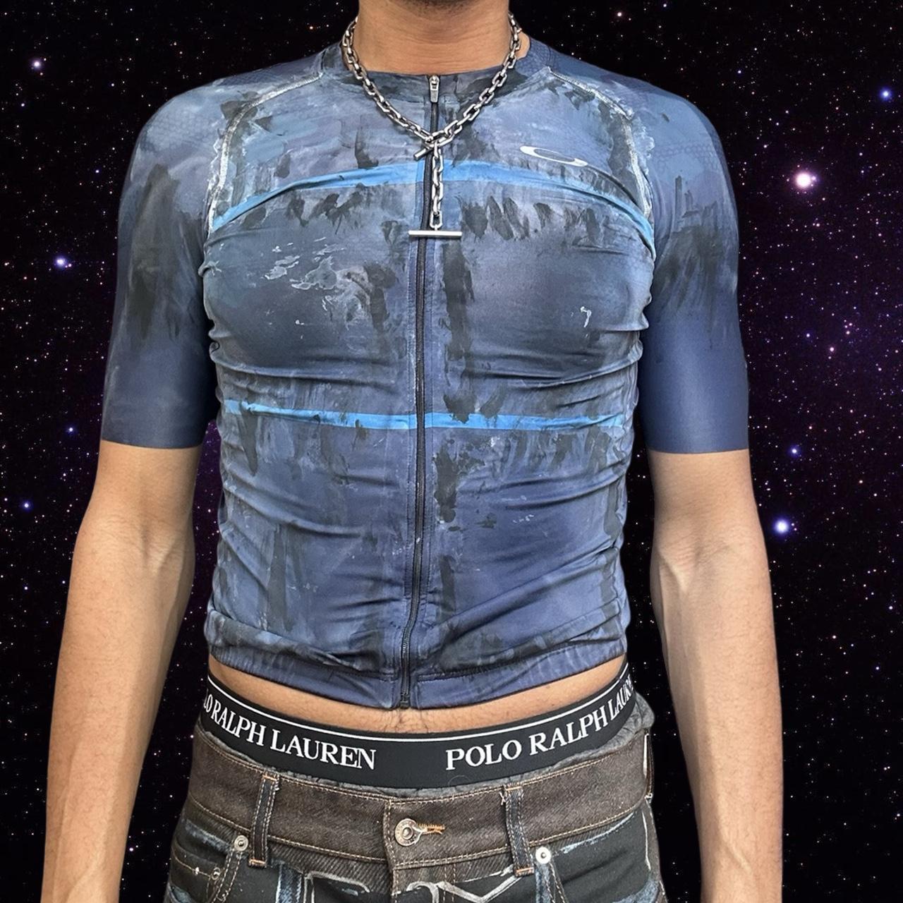 ASTROBOI* x Oakley Blue Painted Cycling Jersey - front 2
