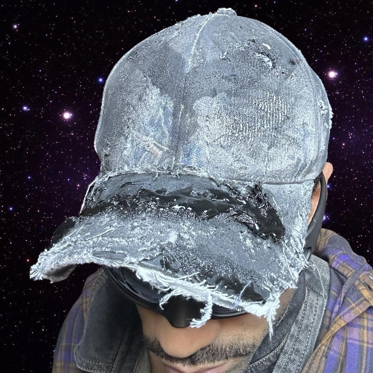 ASTROBOI 'Y's' Trompe L'oeil Denim Print Resin Hat, front left side