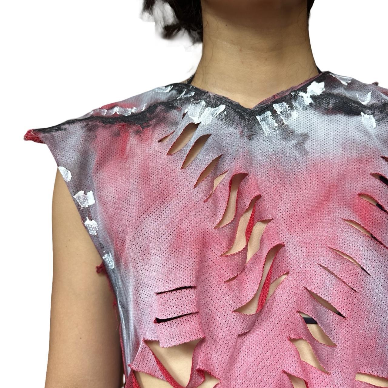 ASTROBOI* 'Burn Out' Red Punk Sleeveless Cut-Off Jersey – close up