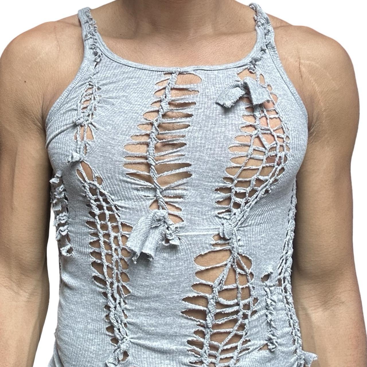 ASTROBOI* 'Smoke' Gray Braided Twist Tank Top – front detail