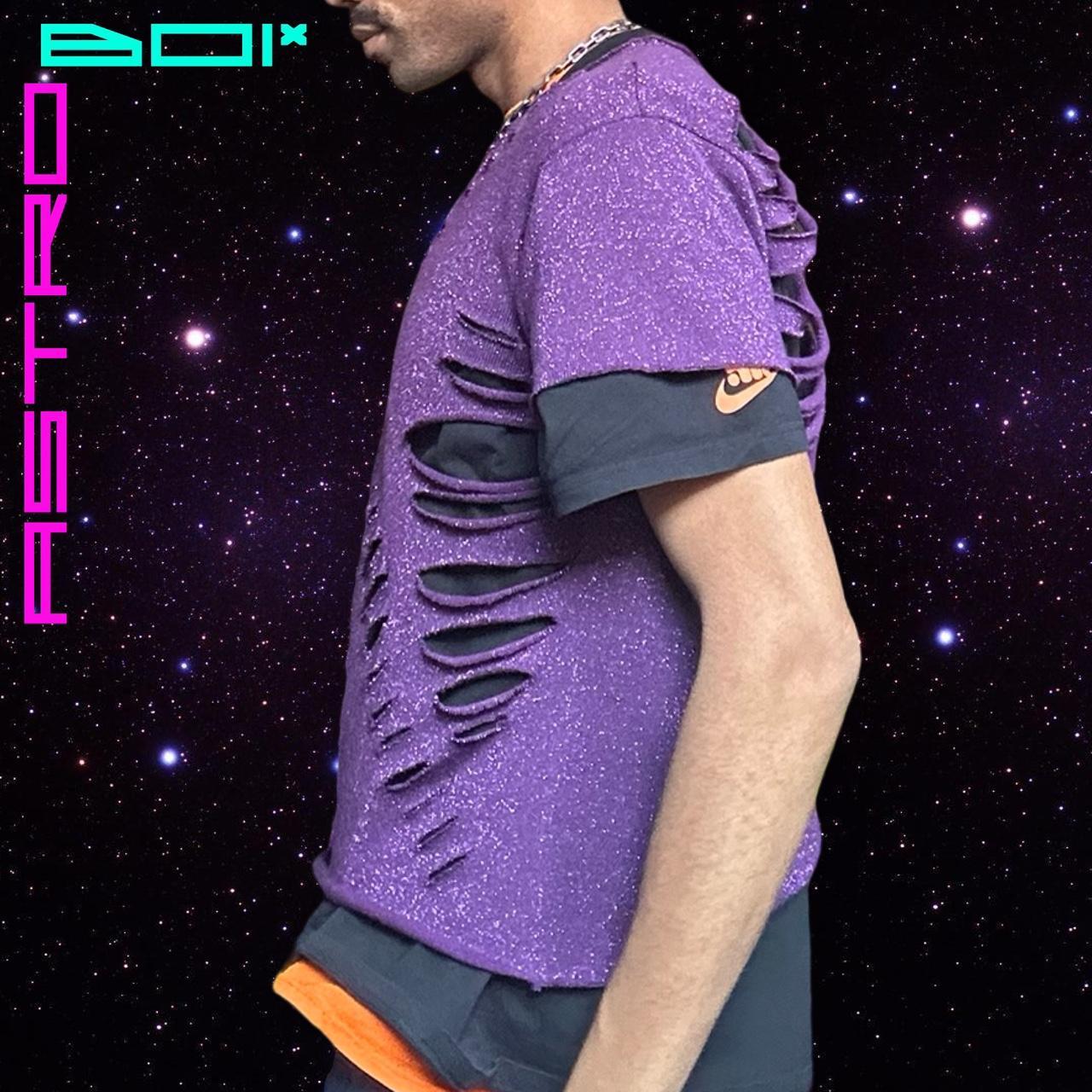 ASTROBOI* X Marks The Spot Purple Lurex Knit T-Shirt - XL