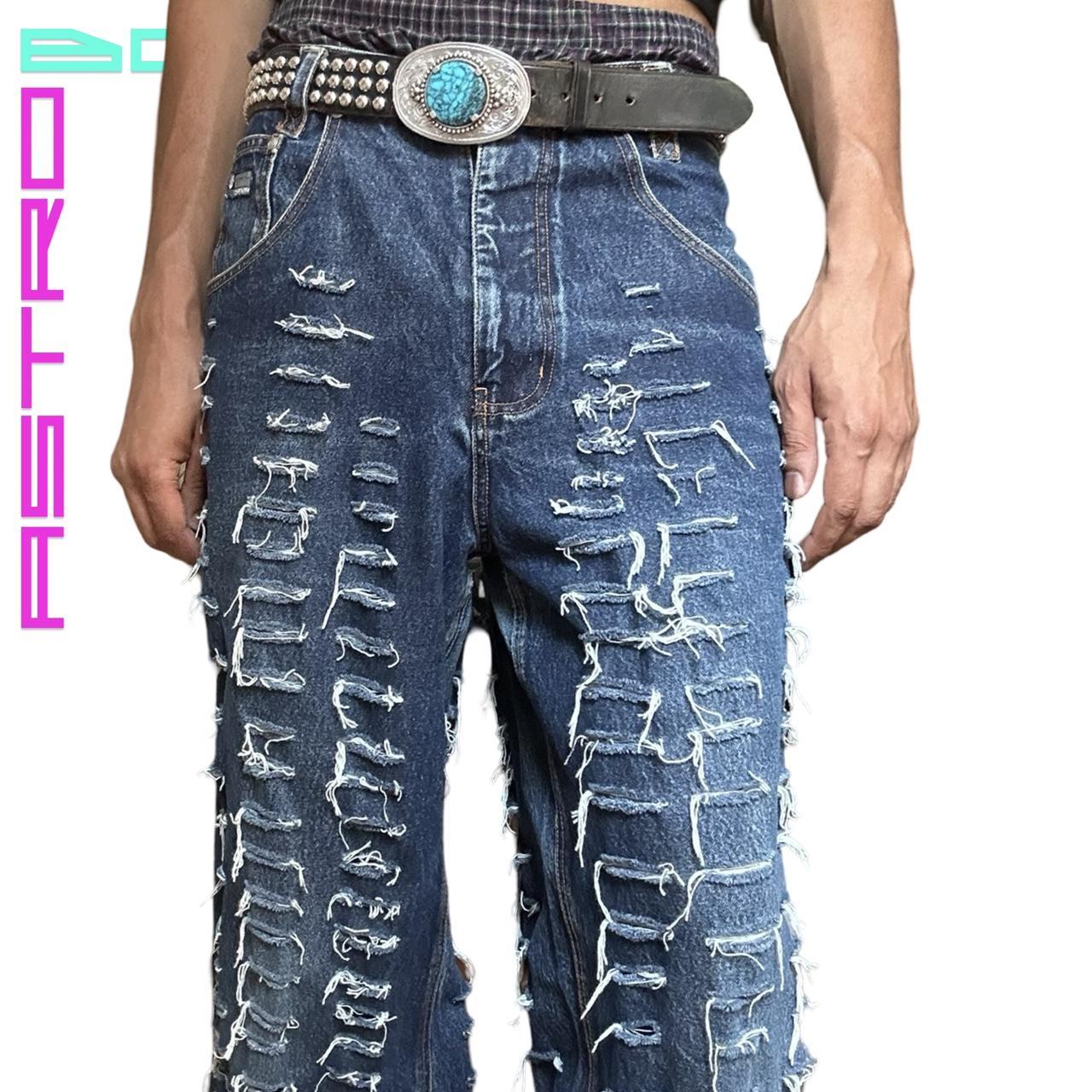 ASTROBOI* SLASH TIERS BLUE FADED GRUNGE JEANS _ 31"
