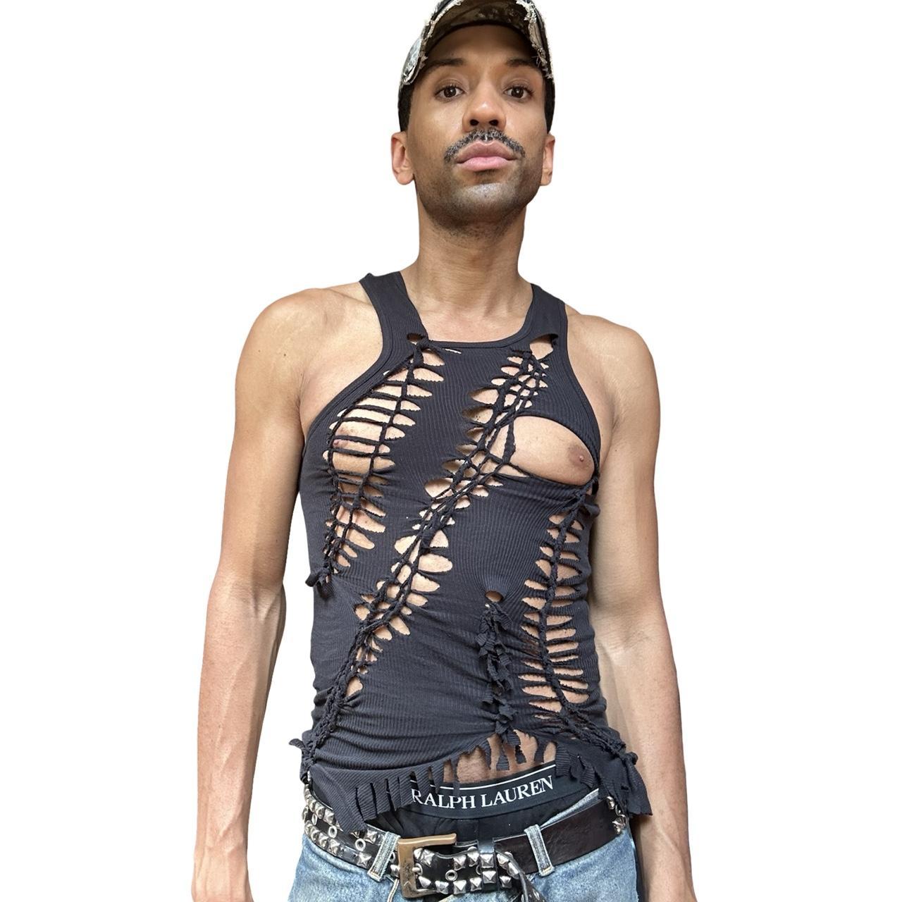 ASTROBOI* 'Highbeam' Gildan Black Twist Braided Tank Top - overview