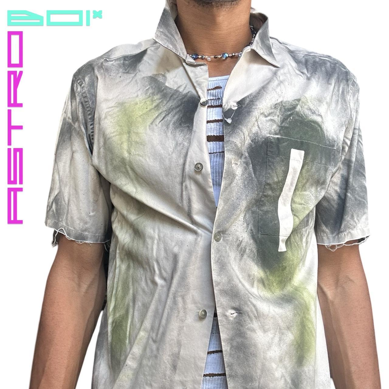 ASTROBOI* X UNIQLO TAN AIRBRUSHED BUTTON UP SHIRT_ SMALL