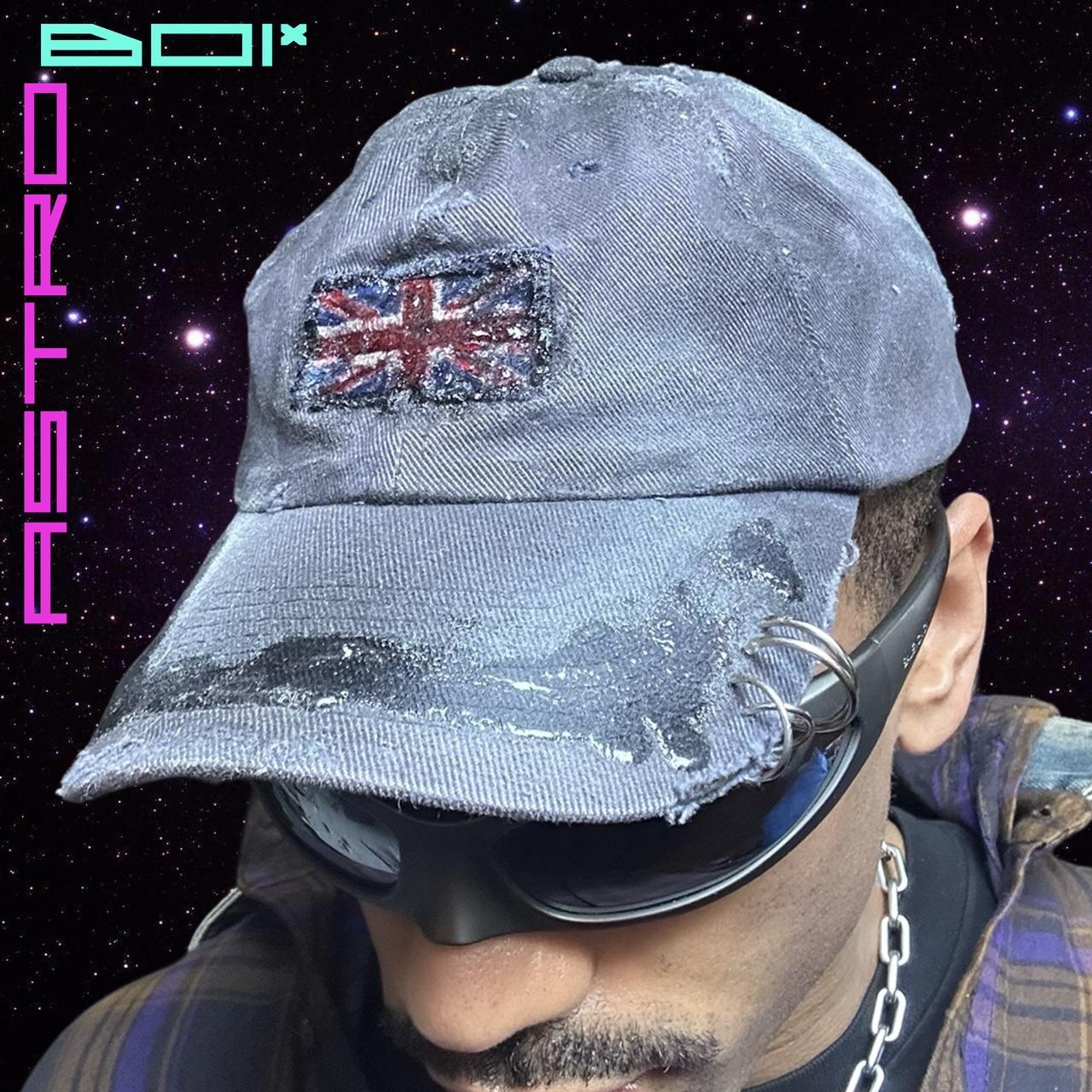 ASTROBOI* 'London Rain' Navy Distressed Union Jack Resin Pierced Hat