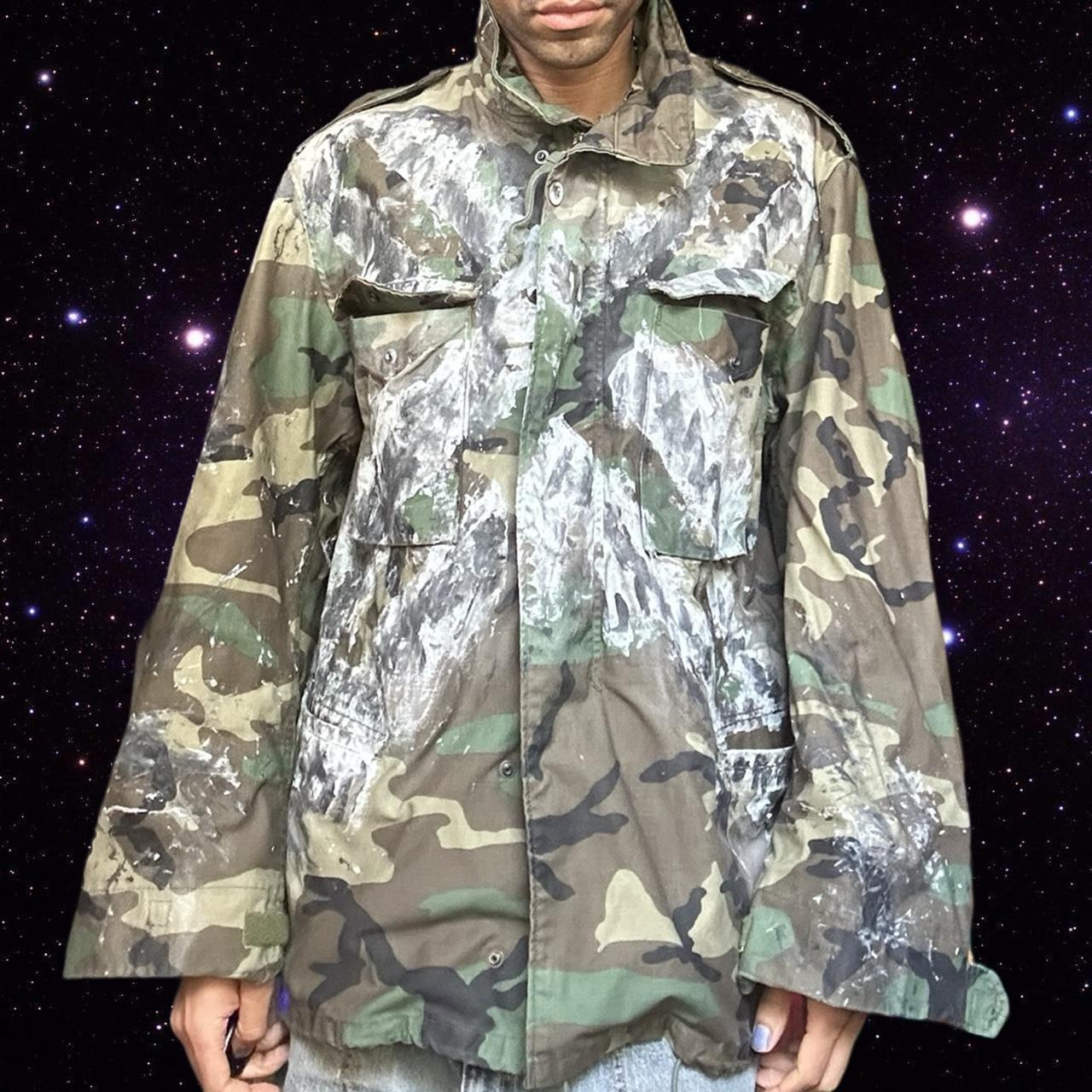 ASTROBOI* 'X Marks The Spot' Oversized Painted Camouflage Jacket - front