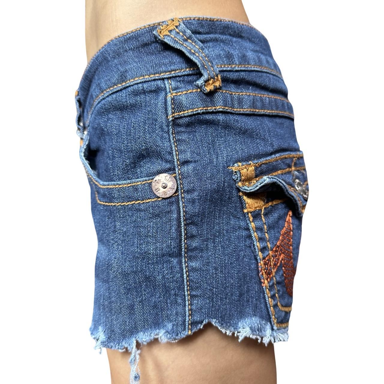 Vintage True Religion Y2K Blue Faded Denim Shorts - left