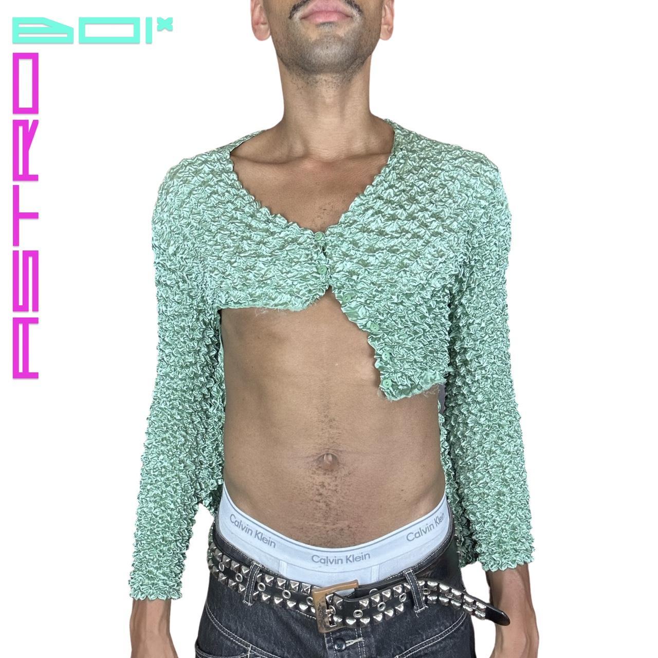 ASTROBOI* ASYMMETRIC POPCORN TOP _ SEA FOAM