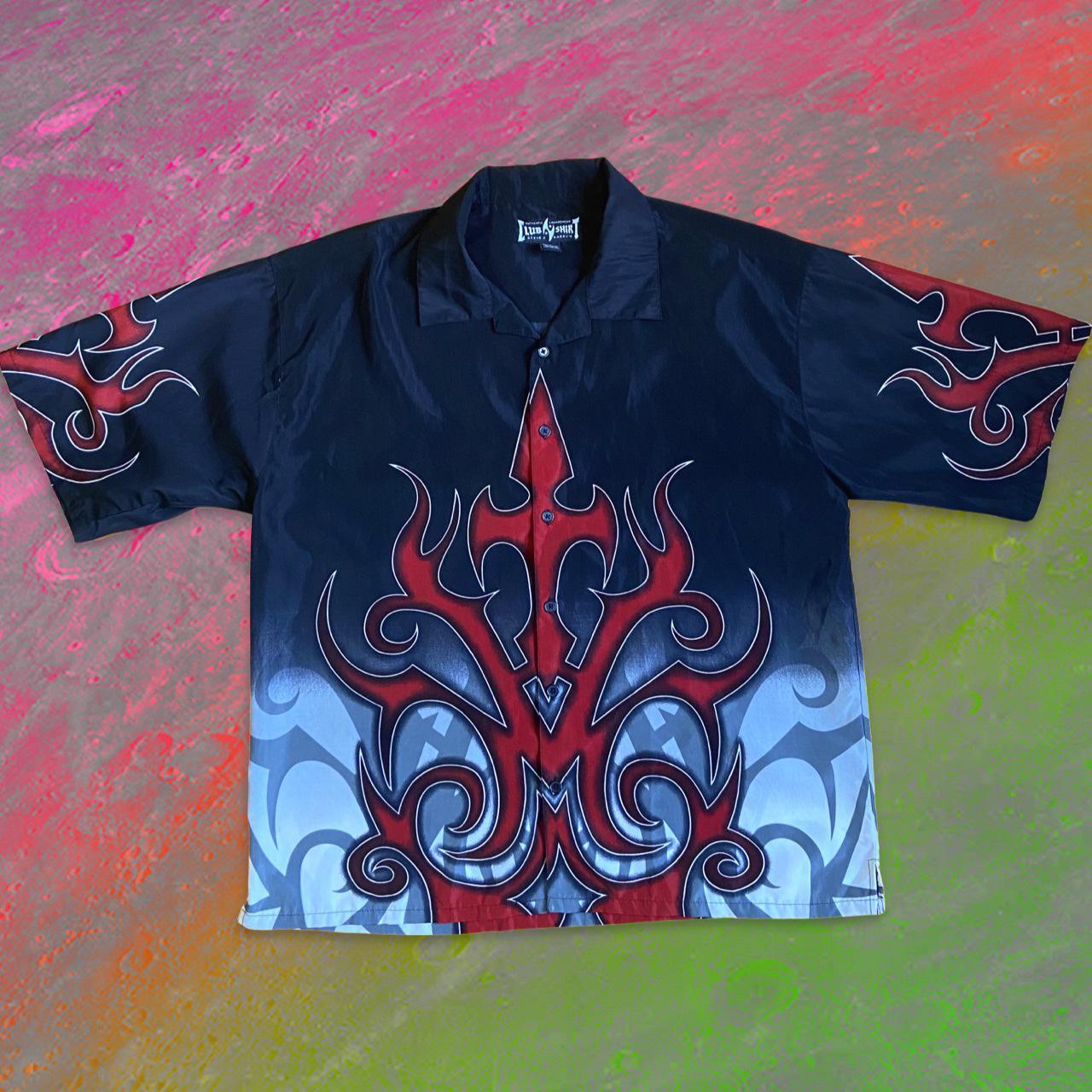 VINTAGE BLACK GOTHIC FLEUR DE LIS SHIRT_ XXL