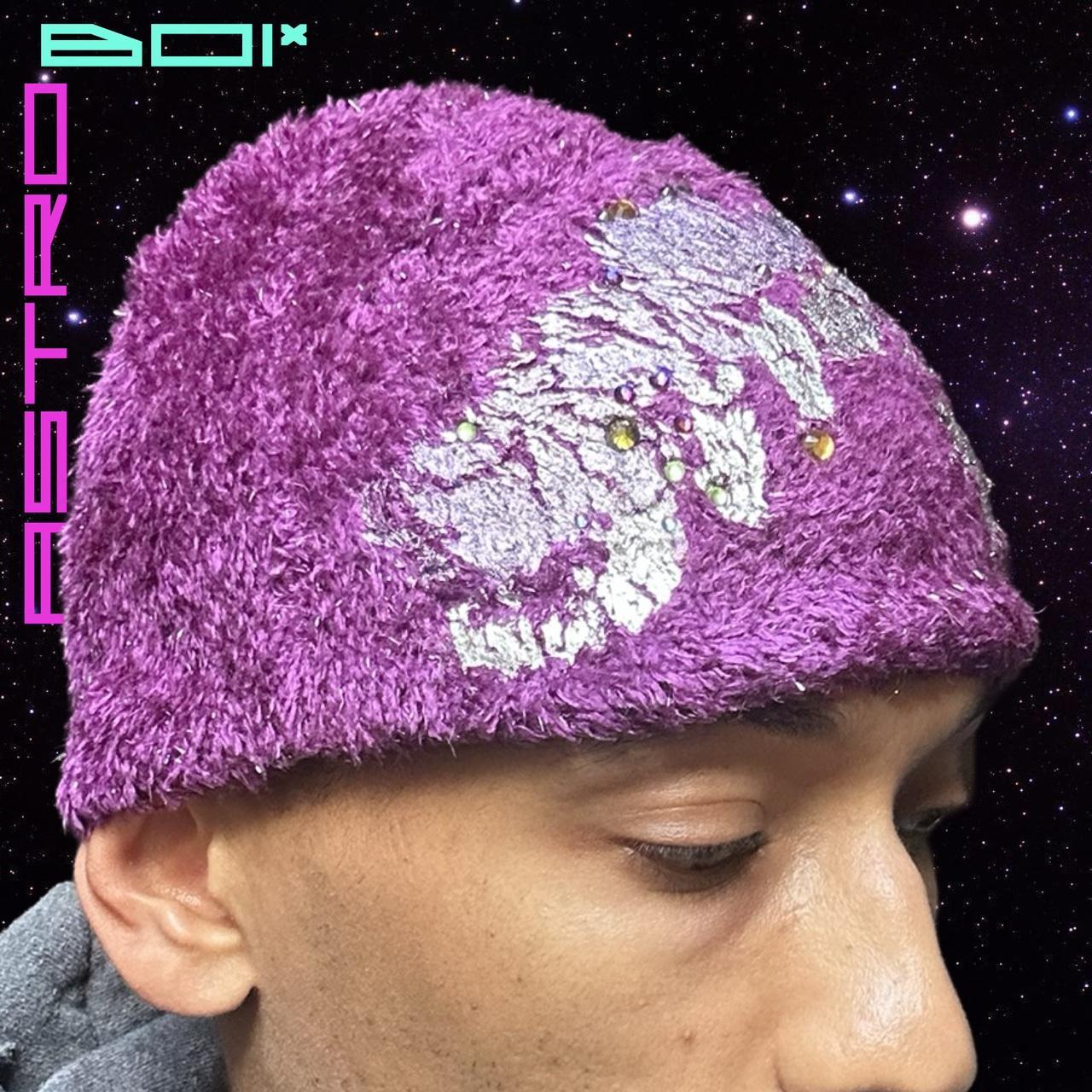ASTROBOI* 'Candy Shop' Purple Metallic Rhinestone Winter Beanie