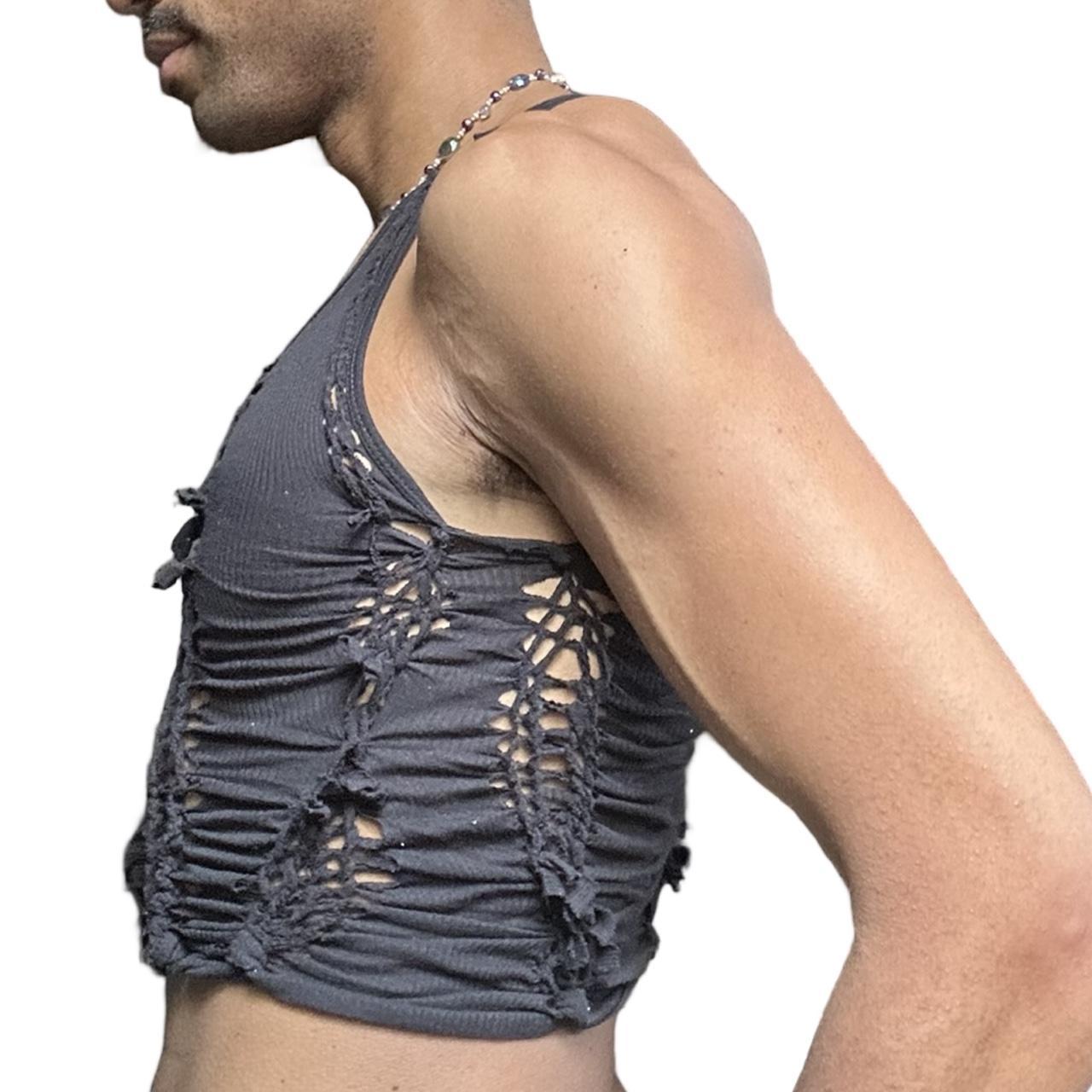 ASTROBOI* 'Obsidian' Black Braided Twist Tank Top - left