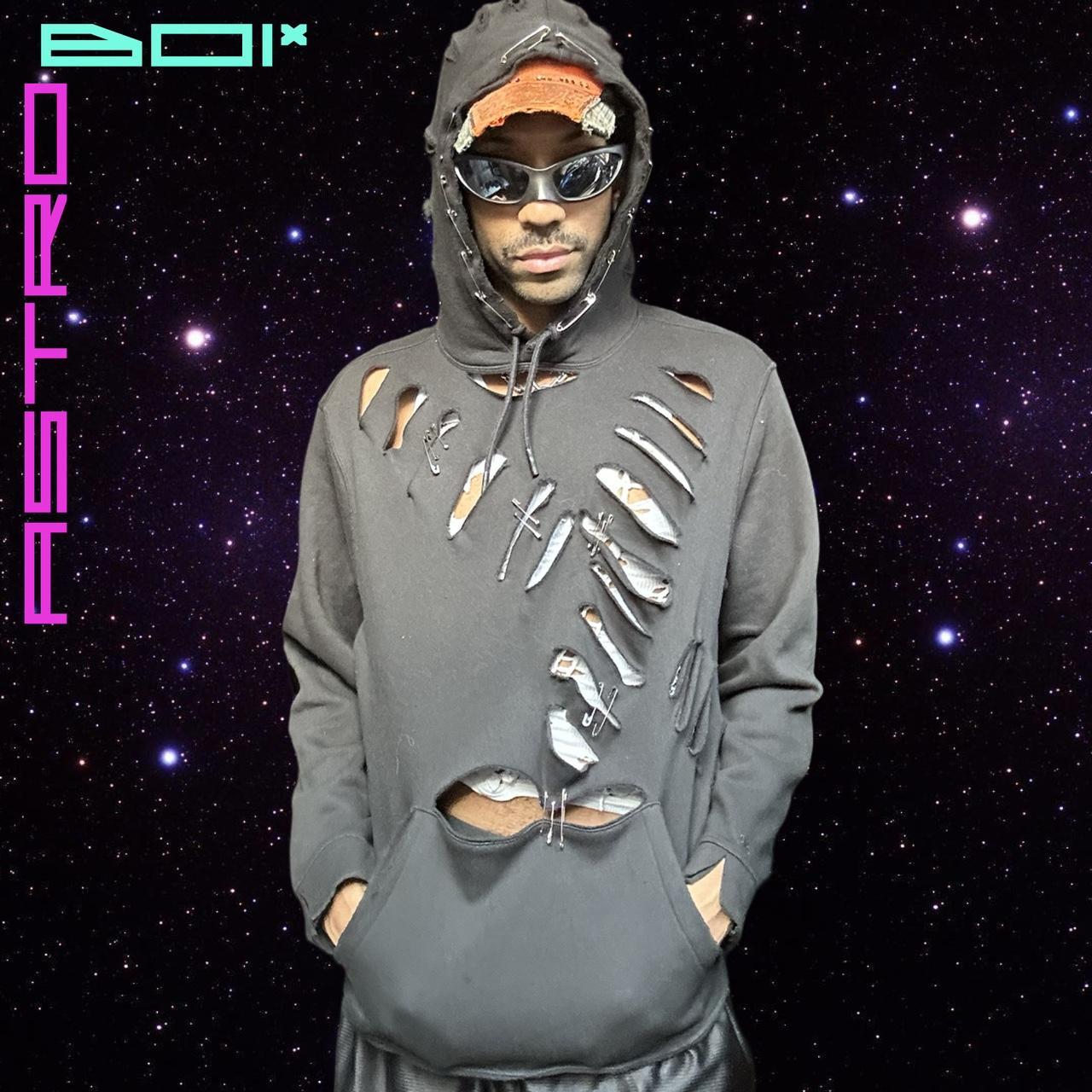 ASTROBOI* Punk Black Safety Pin Hoodie - XXL