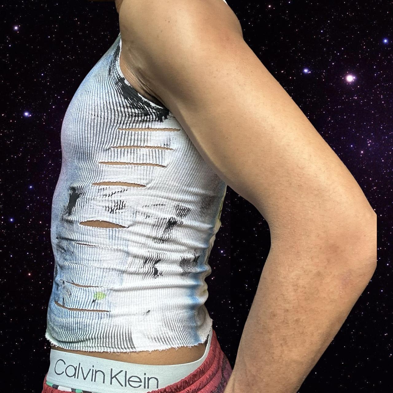 ASTROBOI* 'Super Nova' White Slashed Tank Top - left