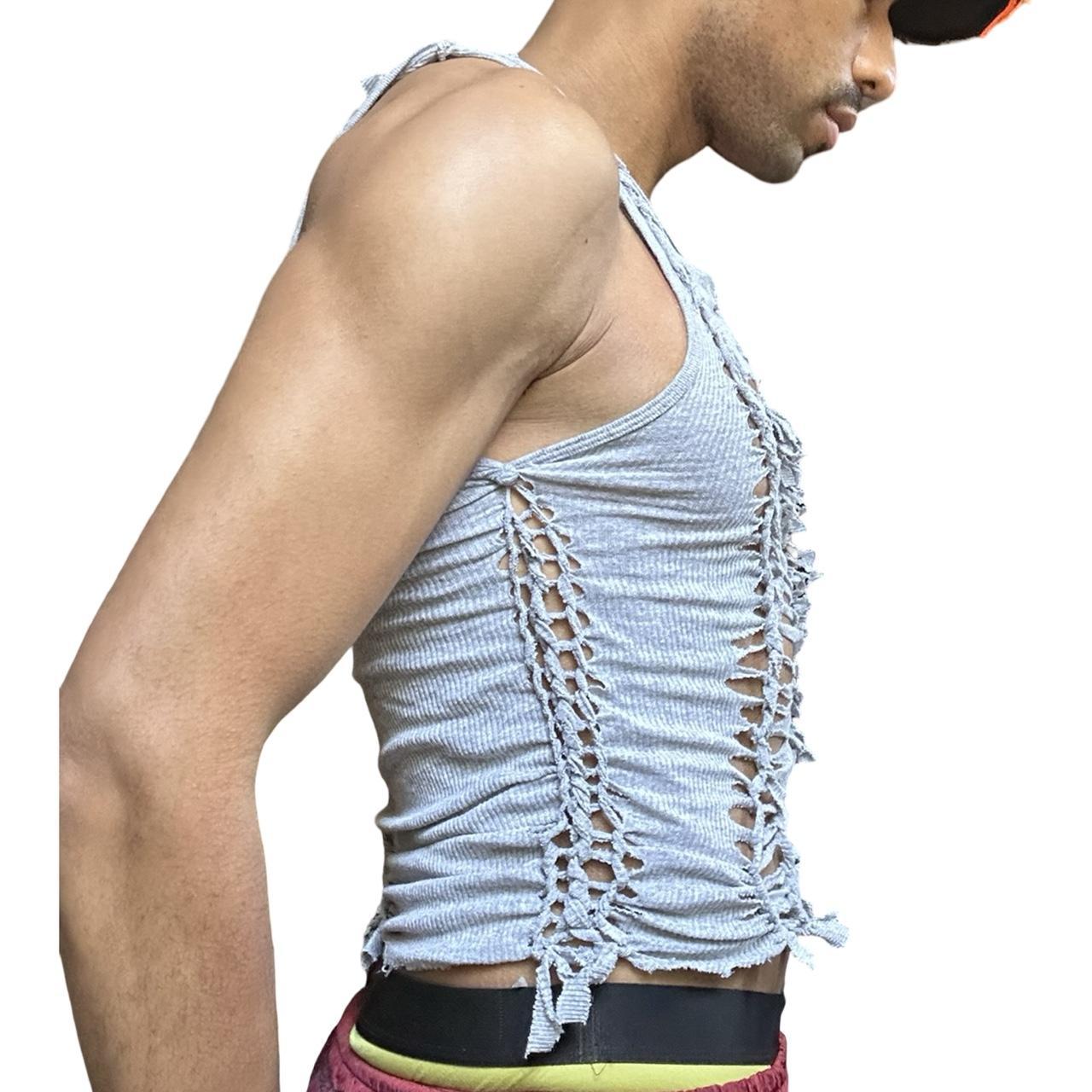ASTROBOI* 'Jude' Gray Knotted Twist Braided Tank Top – right