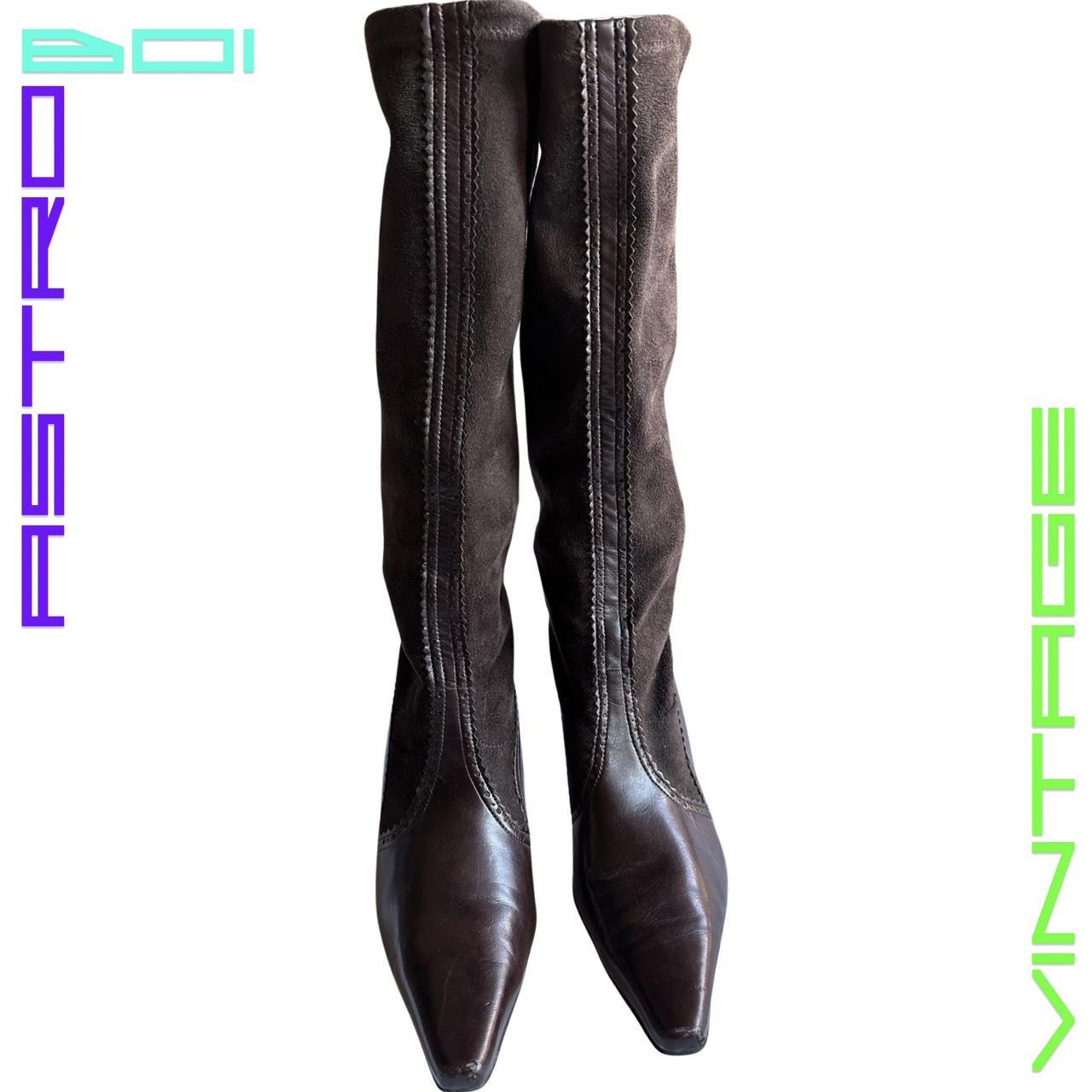 FRANCO SARTO BROWN FAUX SUEDE/LEATHER BOOTS_ size 8M