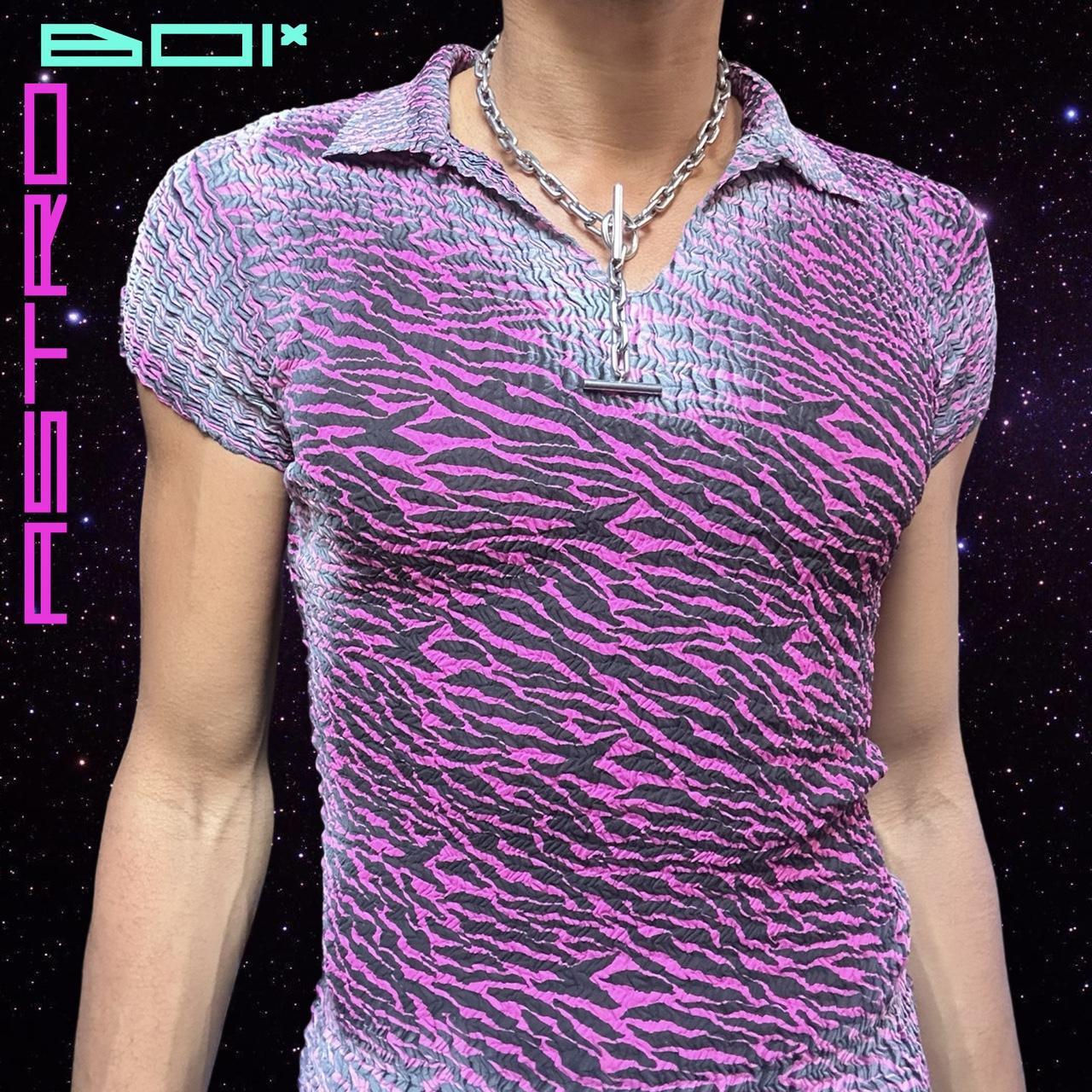 ASTROBOI* Hot Pink/Black Zebra Patterned Pleated Top - Medium