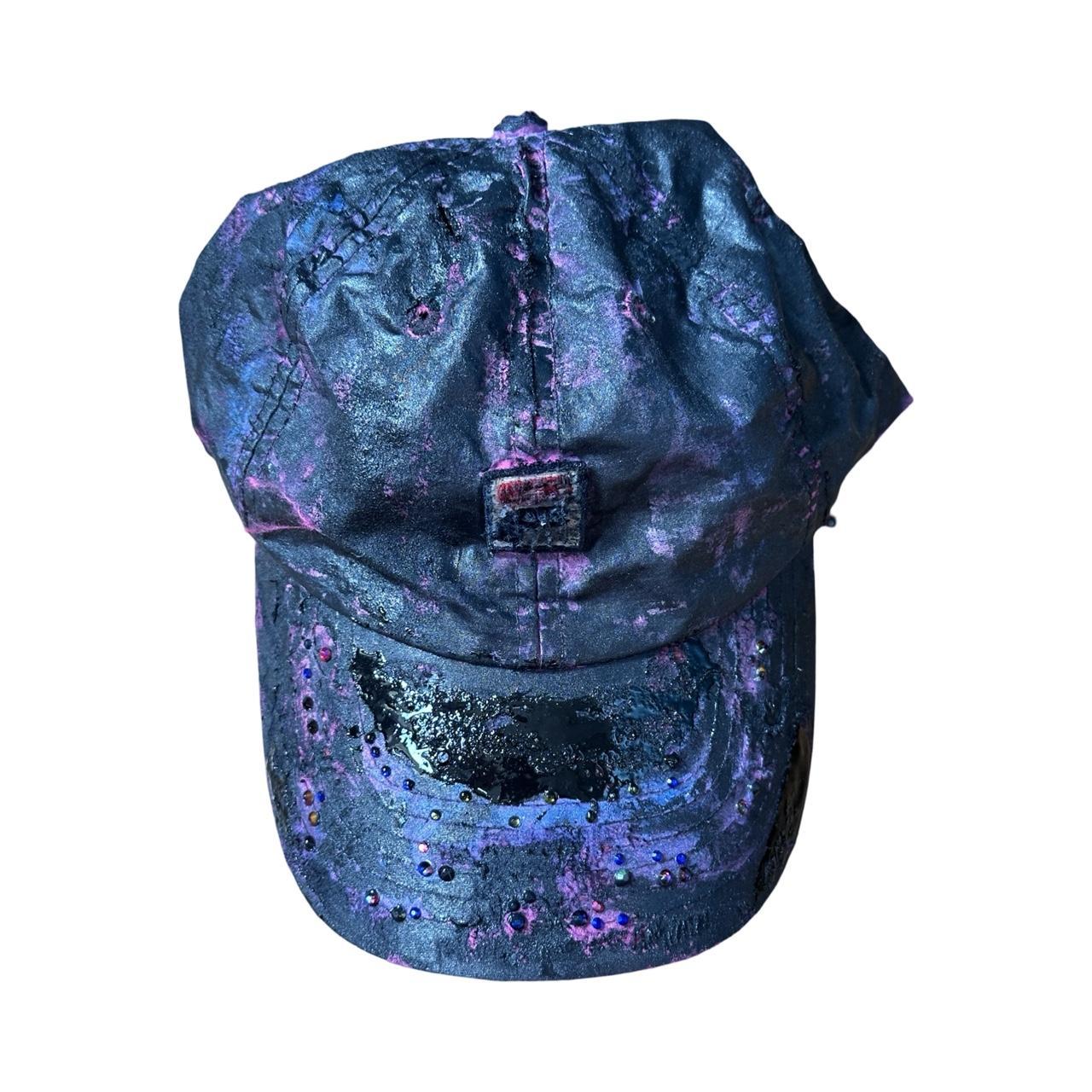 ASTROBOI* x Fila Pink Tar Distressed Rhinestone Hat , flat front