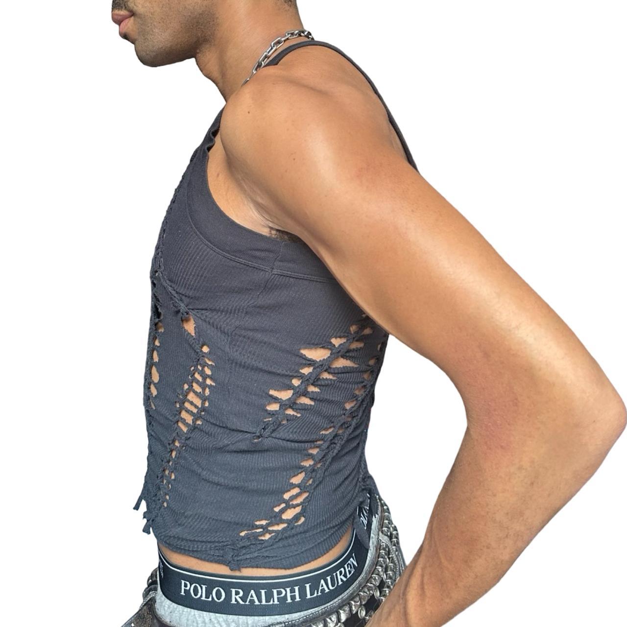 ASTROBOI* 'Aidan' Black Braided Twist G-Unit Tank Top - left