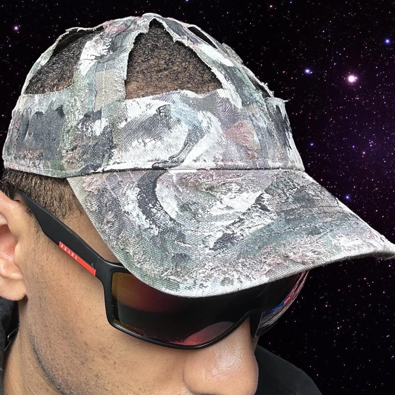 ASTROBOI* 'MM6' Brown Camo Cut-Out Hat - front close up - front right