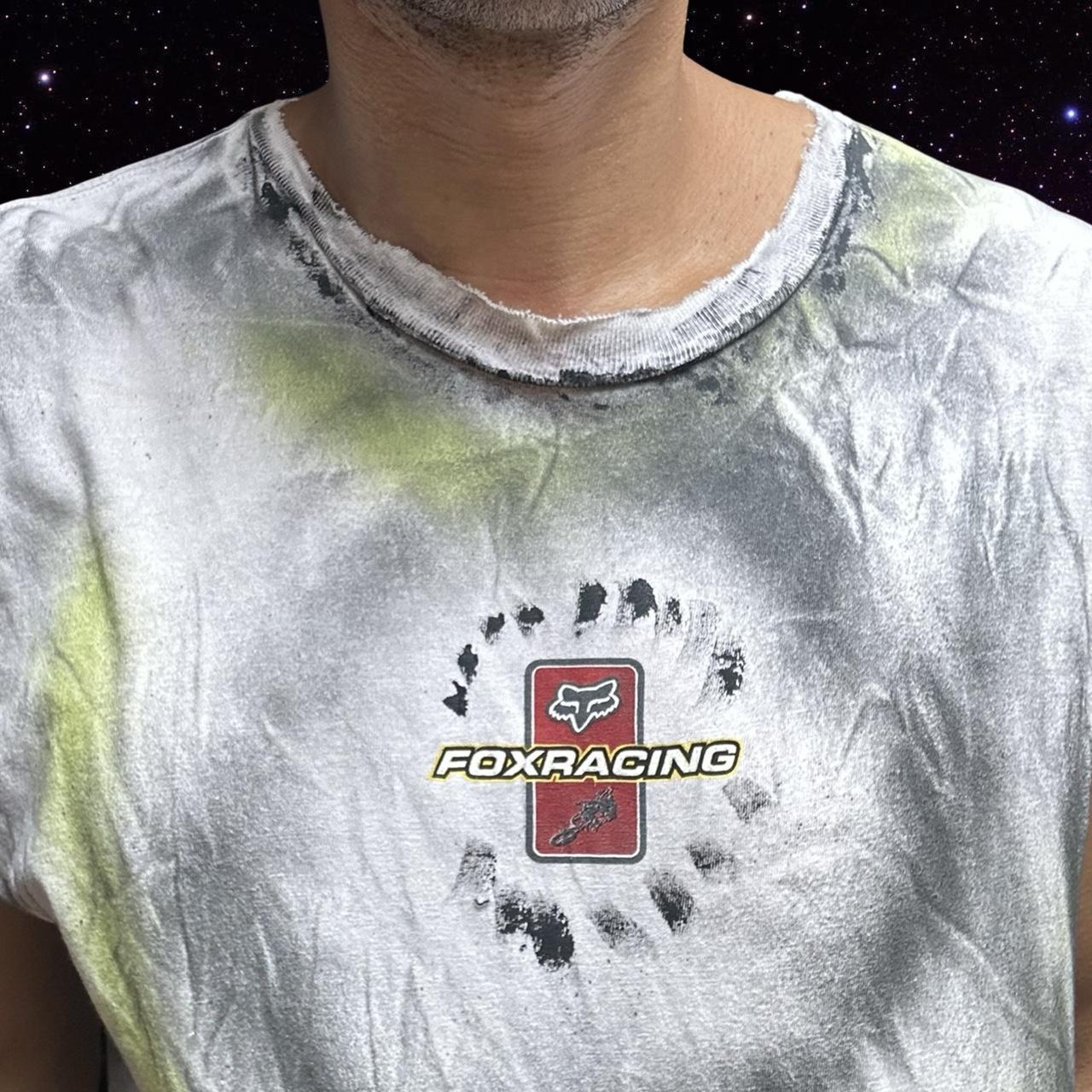 ASTROBOI* x Fox Racing White Motocross Airbrushed Tank Top – front detail