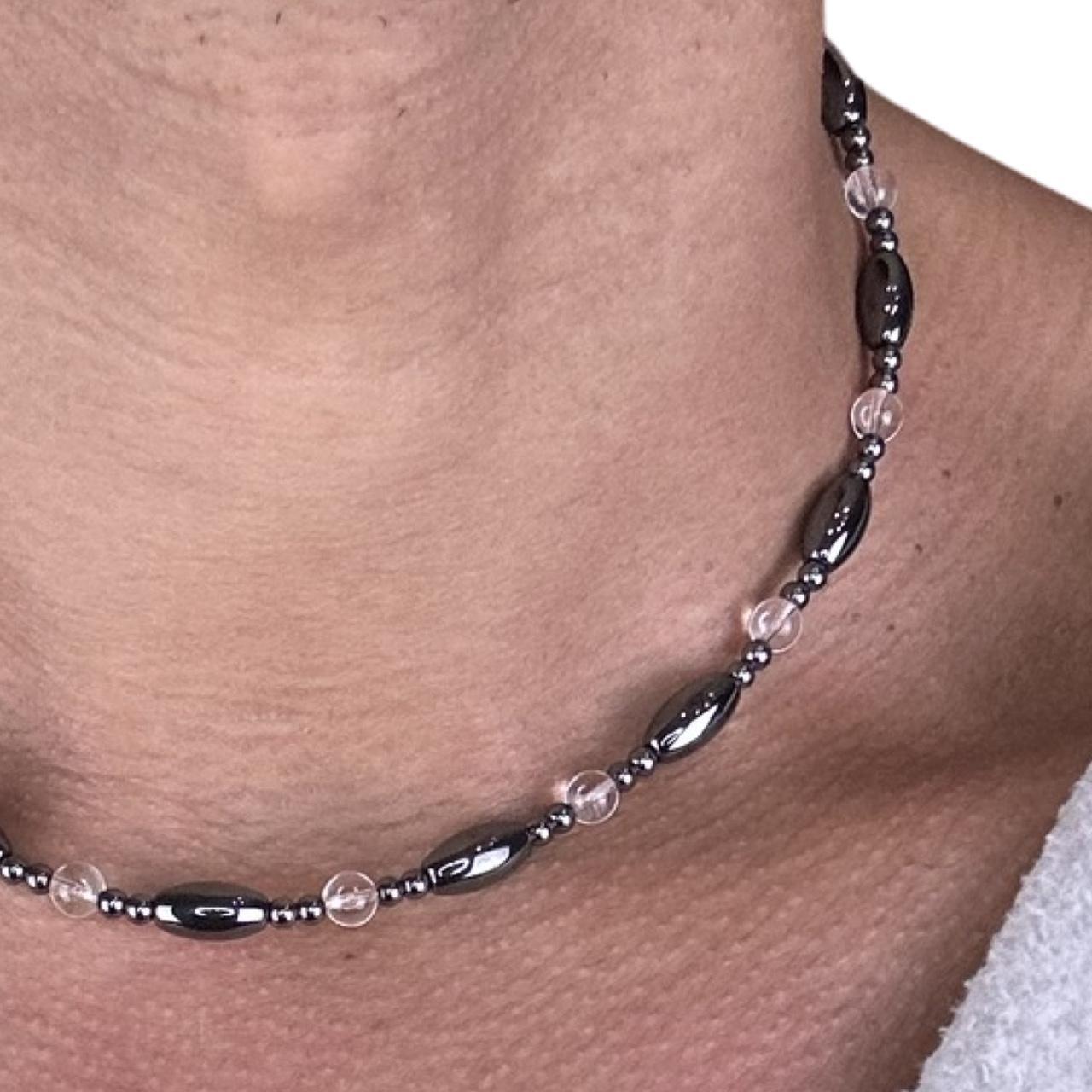 GUN METAL AND CLEAR SPACE X CHOKER