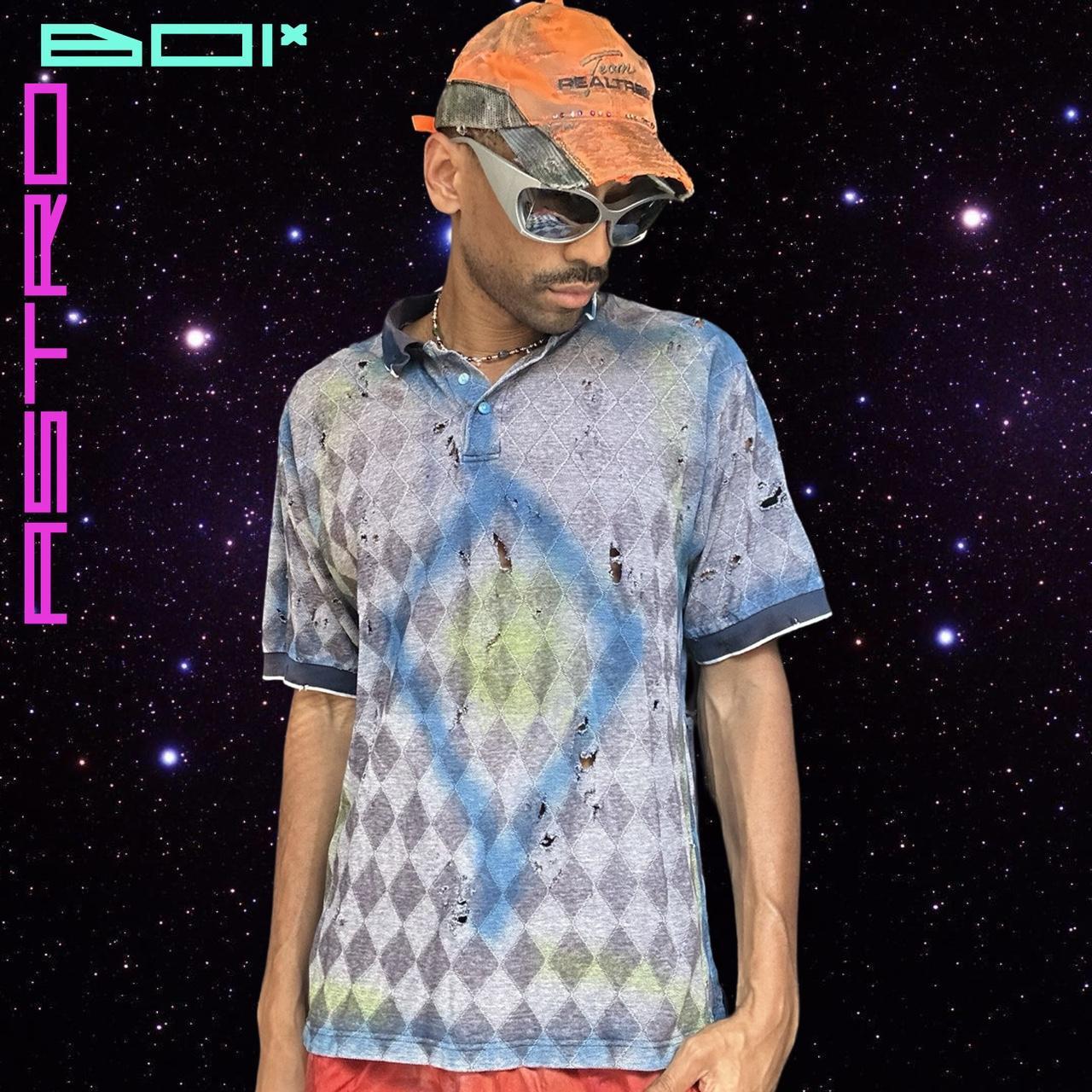ASTROBOI* BLUE DIAMOND AIRBRUSHED POLO _ XL