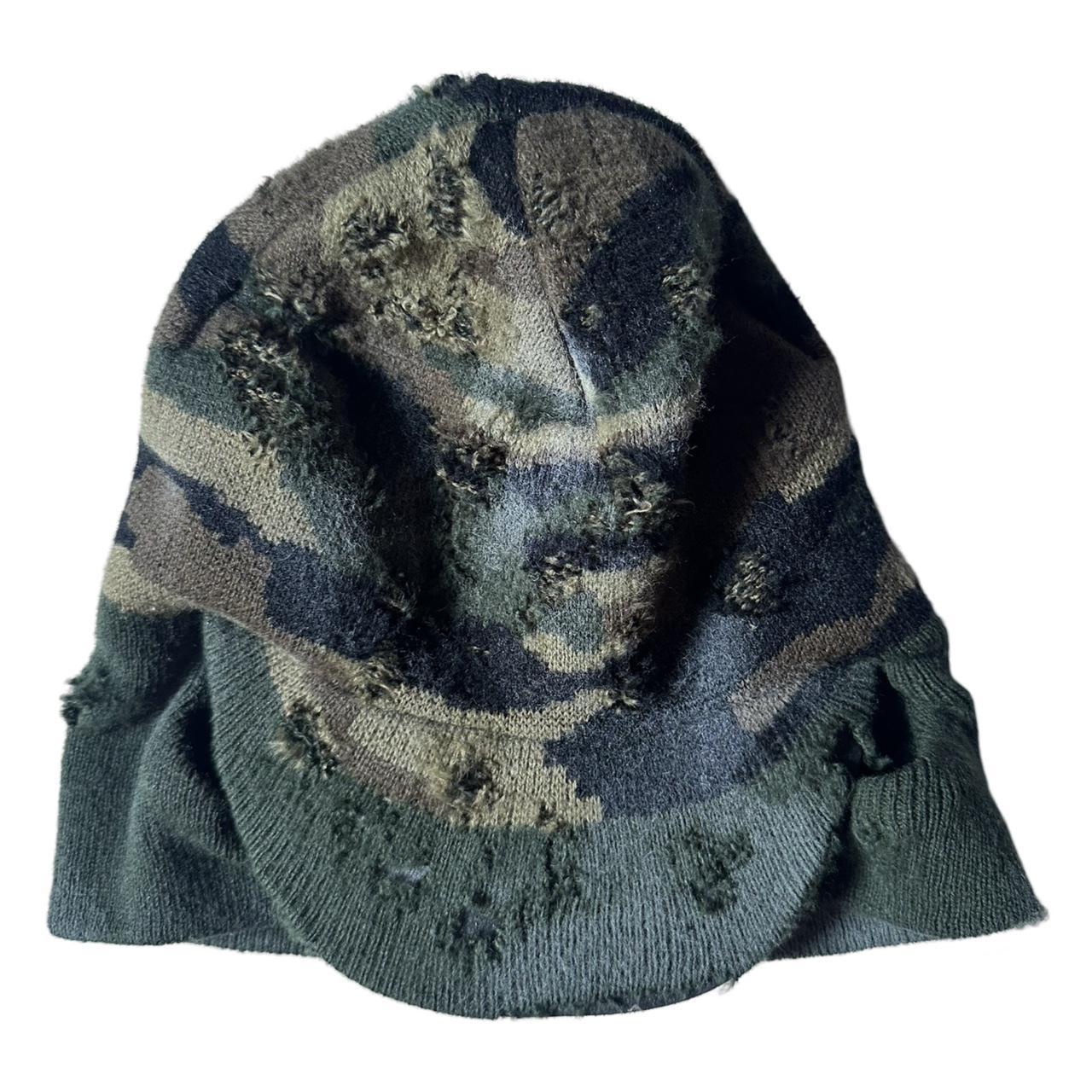 ASTROBOI* Distressed Green Camouflage Beanie Cap