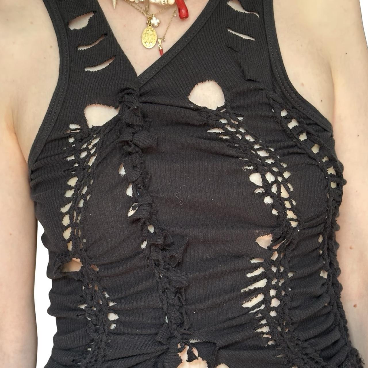 ASTROBOI* 'Onyx' Black Braided Twist Tank Top – front detail