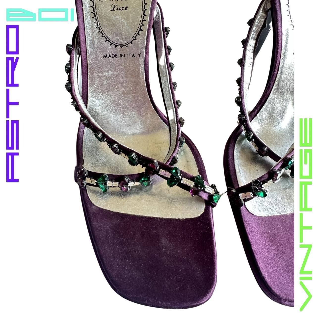 VINTAGE CASADI BEJEWELED EVENING SANDAL_ PURPLE_ 8.5
