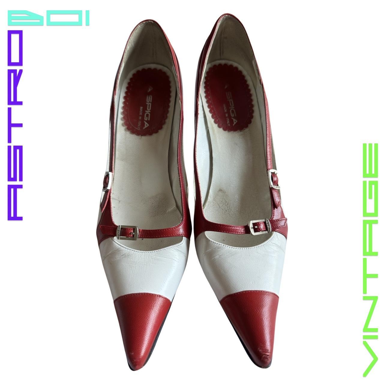 VIA SPIGA RED AND WHITE Y2K HEELS _ 8.5