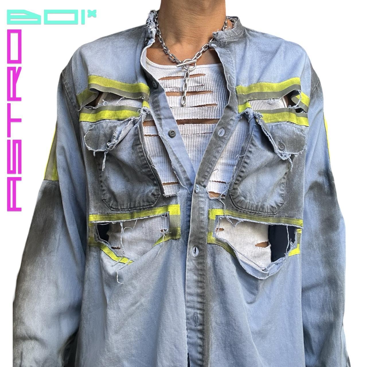 ASTROBOI* DECONSTRUCTED BLUE HIGH VIS CONSTRUCTION π§ SHIRT _ XL