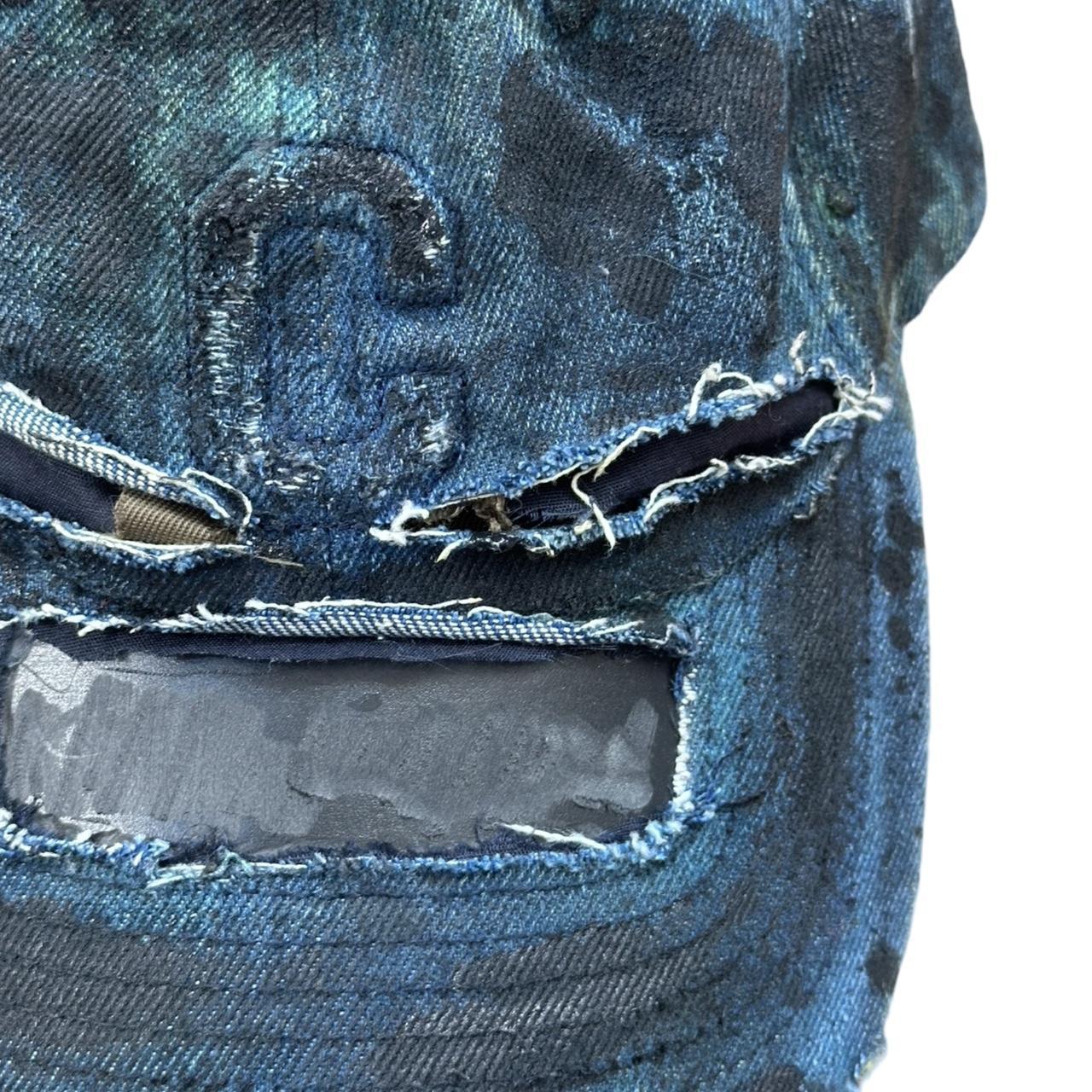 ASTROBOI* Black & Blue Faded Denim Hat, flat close up