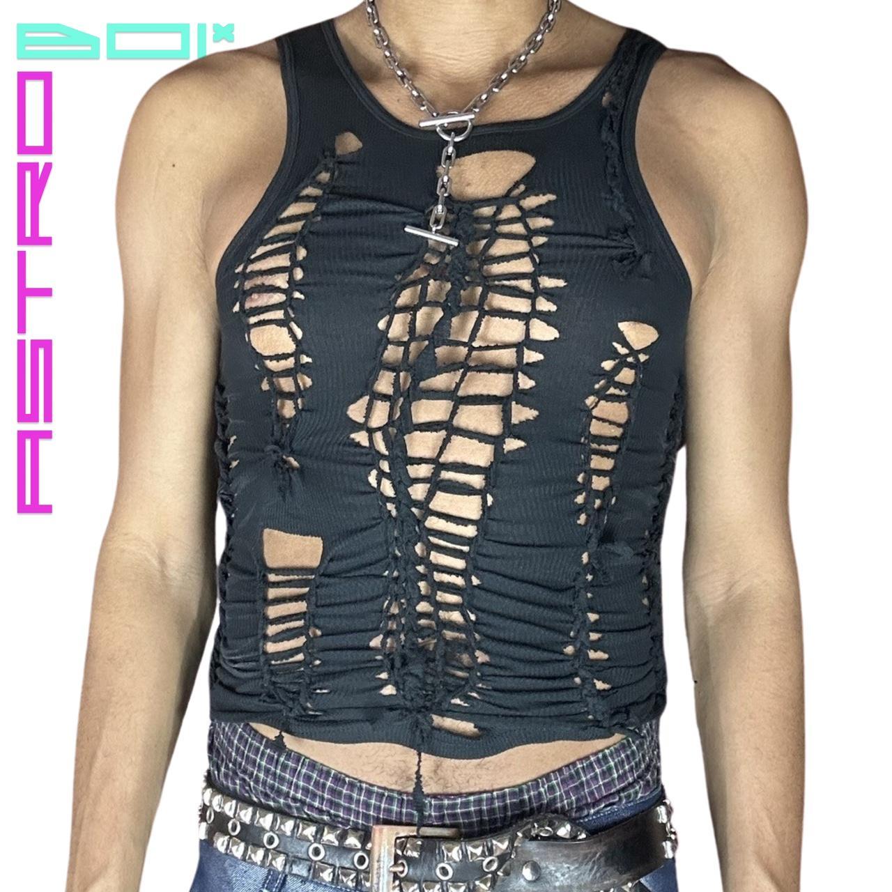 ASTROBOI* CROSSROADS BLACK BRAIDED TANK TOP _ MEDIUM