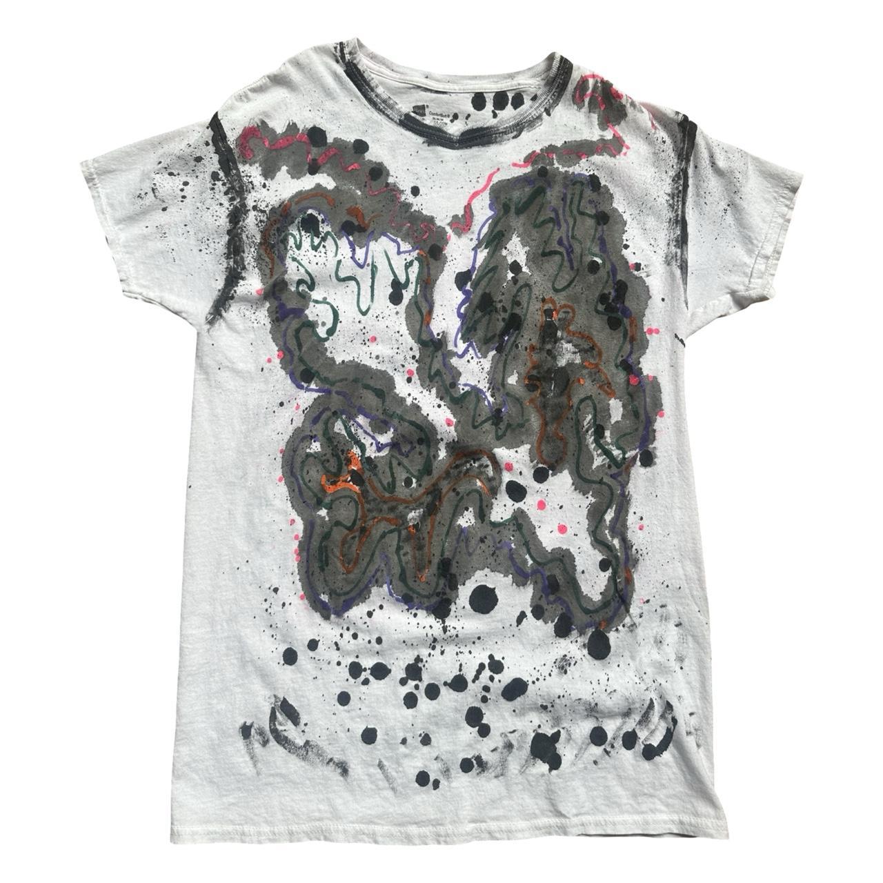 ASTROBOI* x Hanes 'Multicolor' White Painted Graphic T-shirt - flat front
