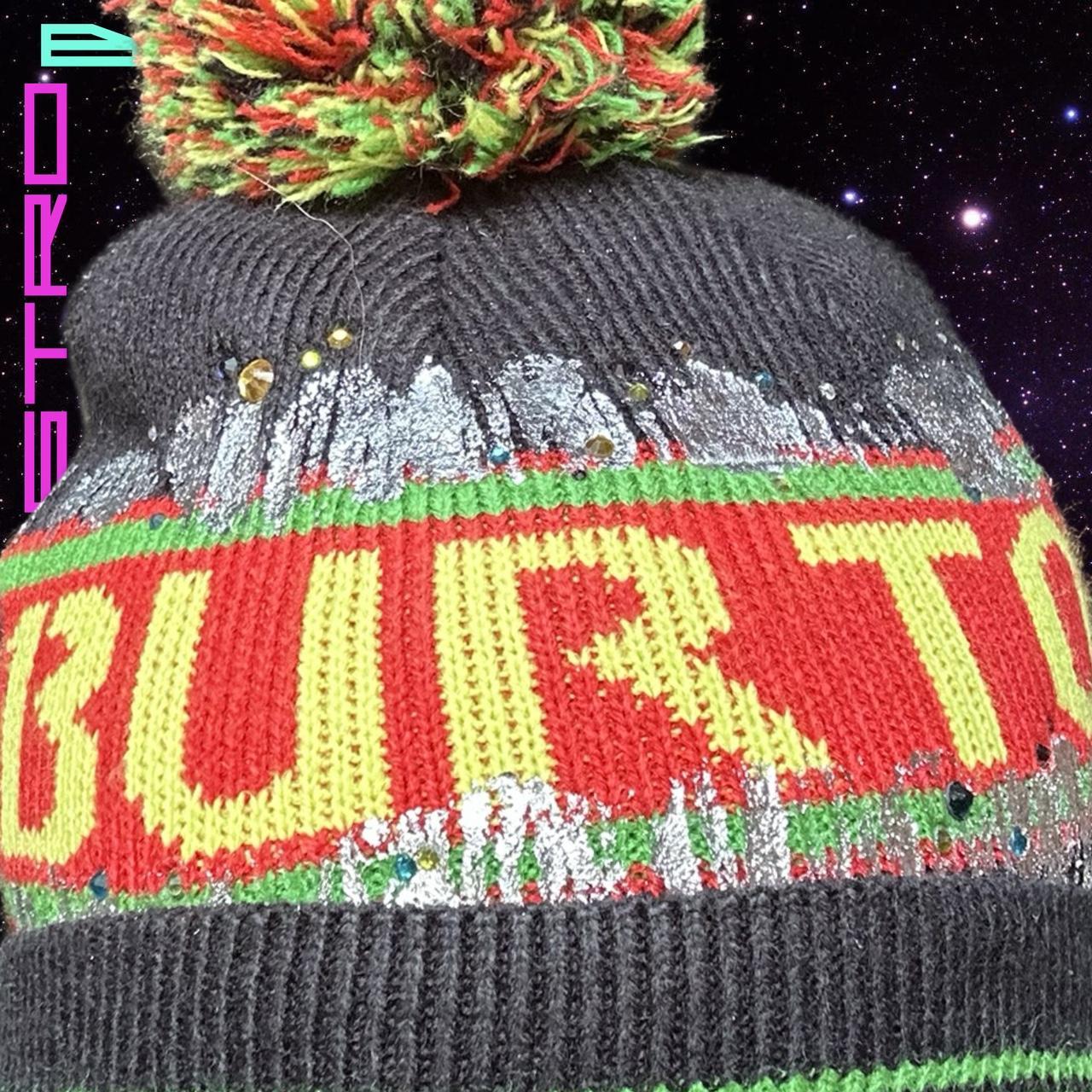 ASTROBOI* CUSTOM BURTON RASTAFARIAN METALLIC RHINESTONE POM POM BEANIE