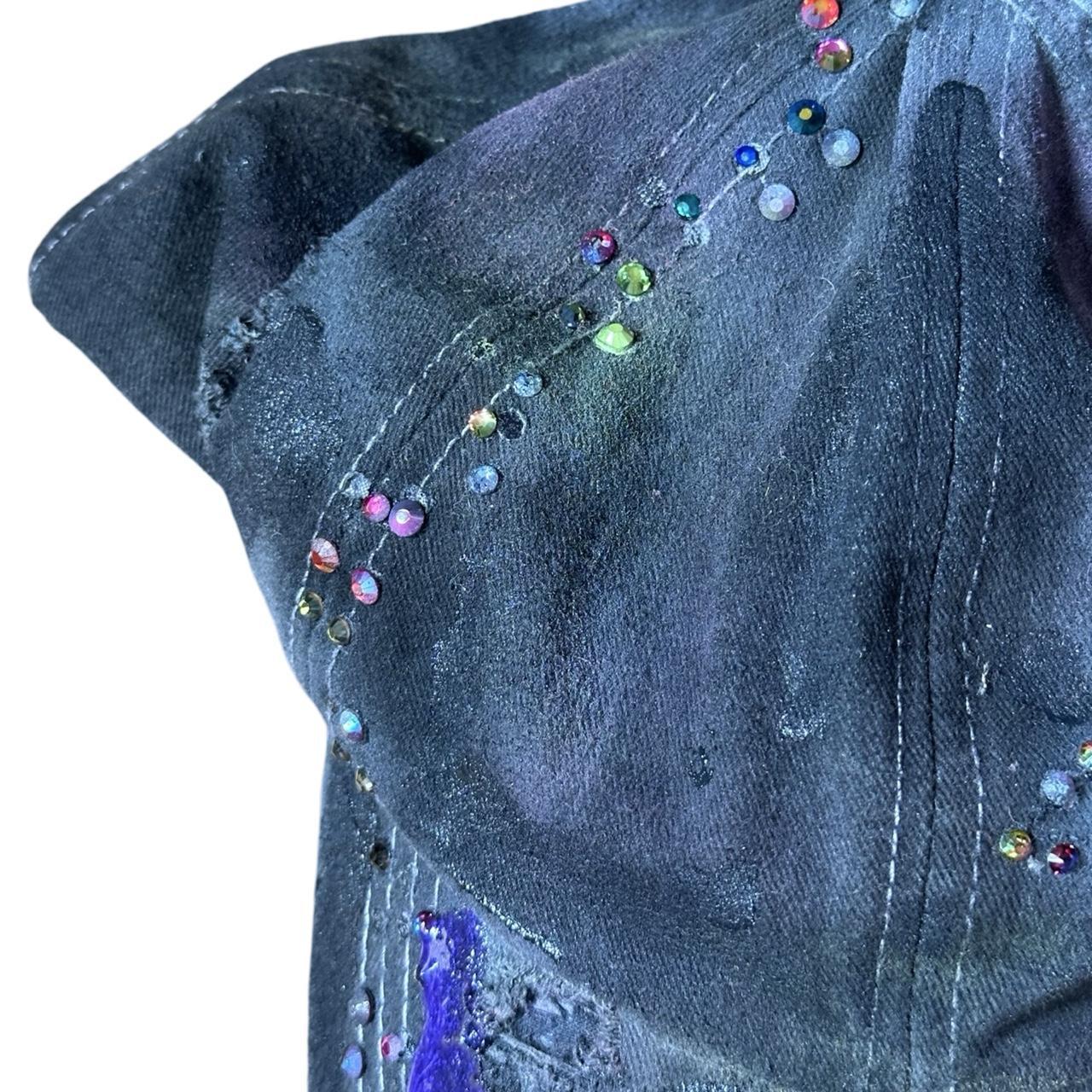ASTROBOI* 'Shooting Stars' Black Rhinestone Resin Hat - flat details