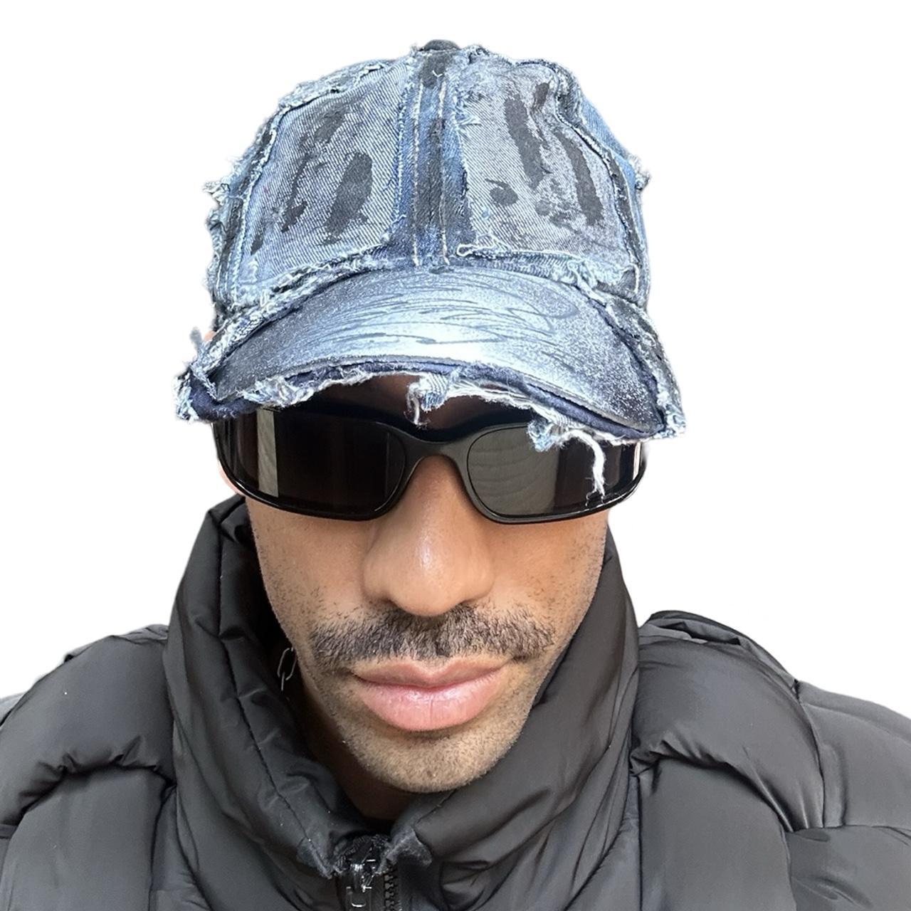 ASTROBOI* 'Denim Punk' Blue Distressed Hat, front overview