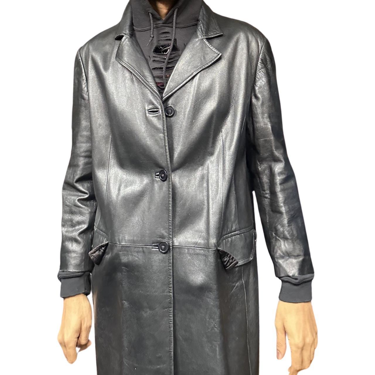 Vintage Marvin Richards Black Long Leather Trench Coat - XL