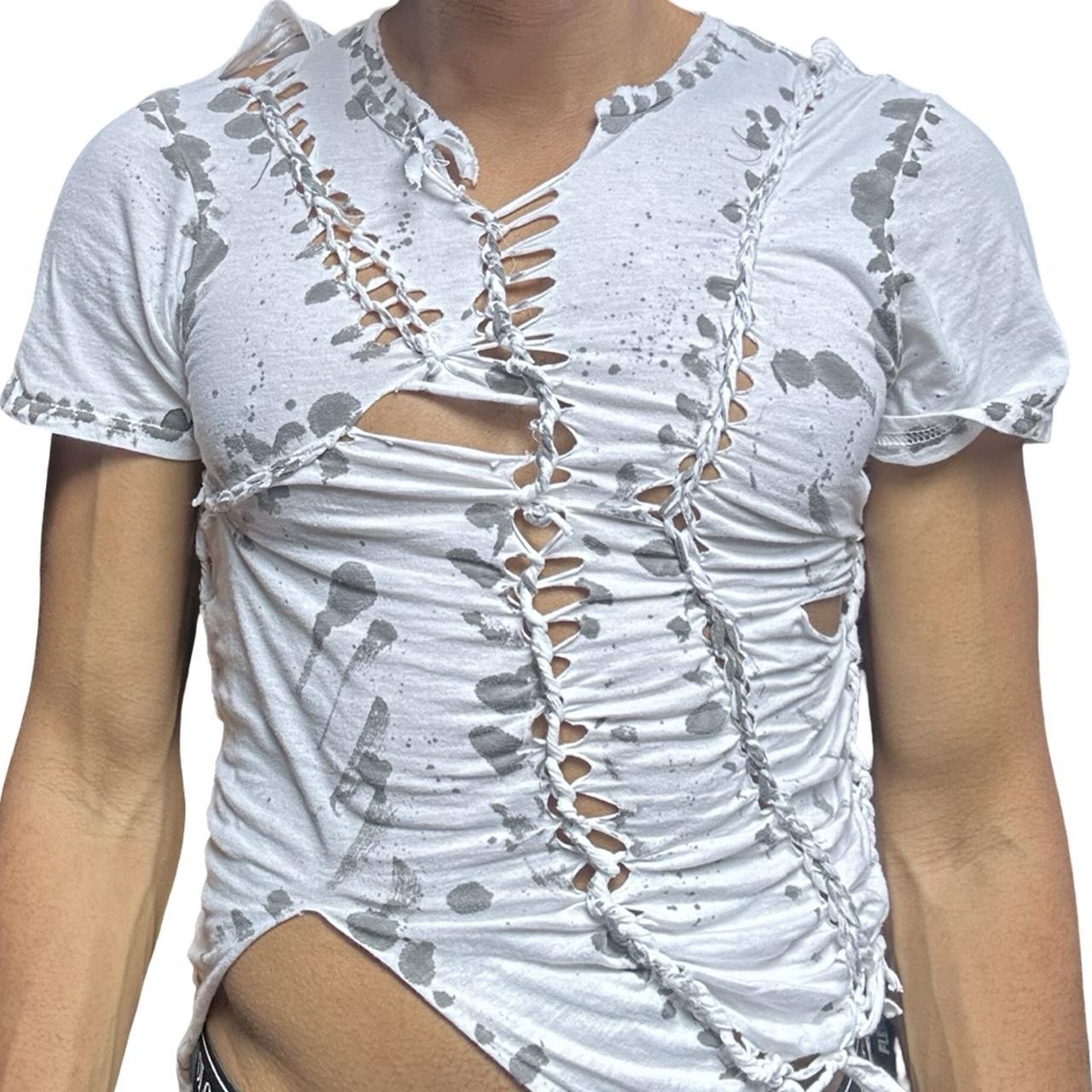 ASTROBOI* x Gildan '1001' White Braided Twist T-shirt - front 2