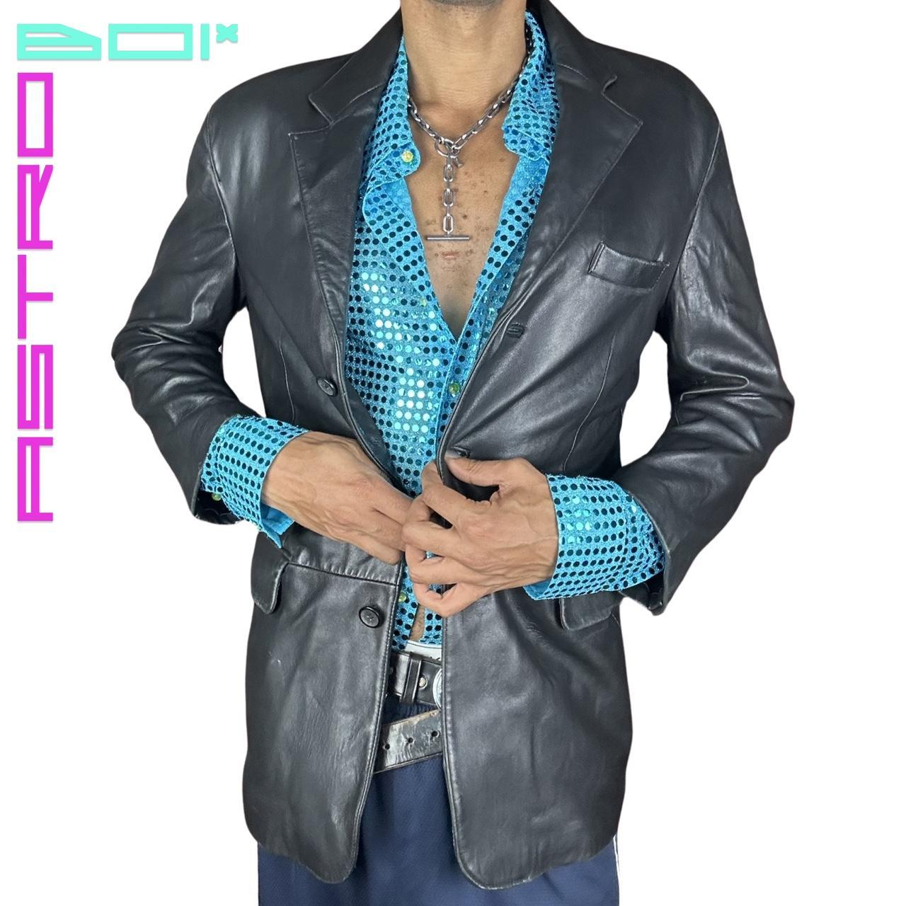 VINTAGE KNOLES & CARTER_ LEATHER BLAZER_ BLACK