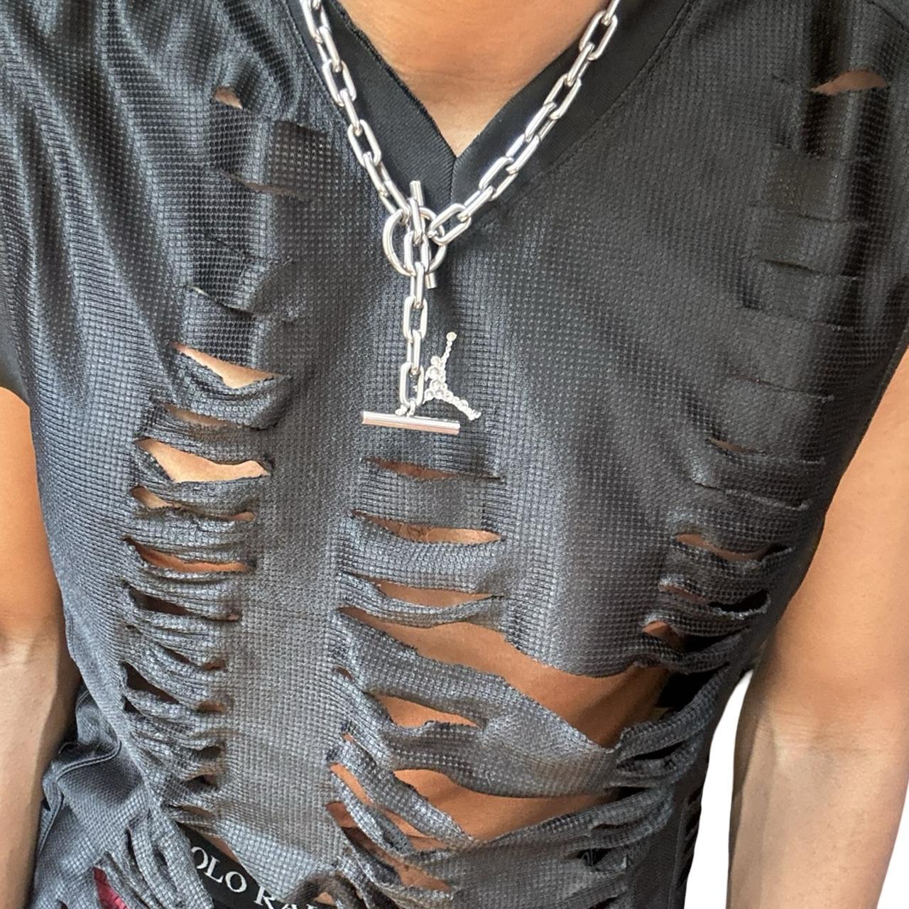 ASTROBOI* x Jordan Black Cut Out Rhinestone Basketball Tank – detail